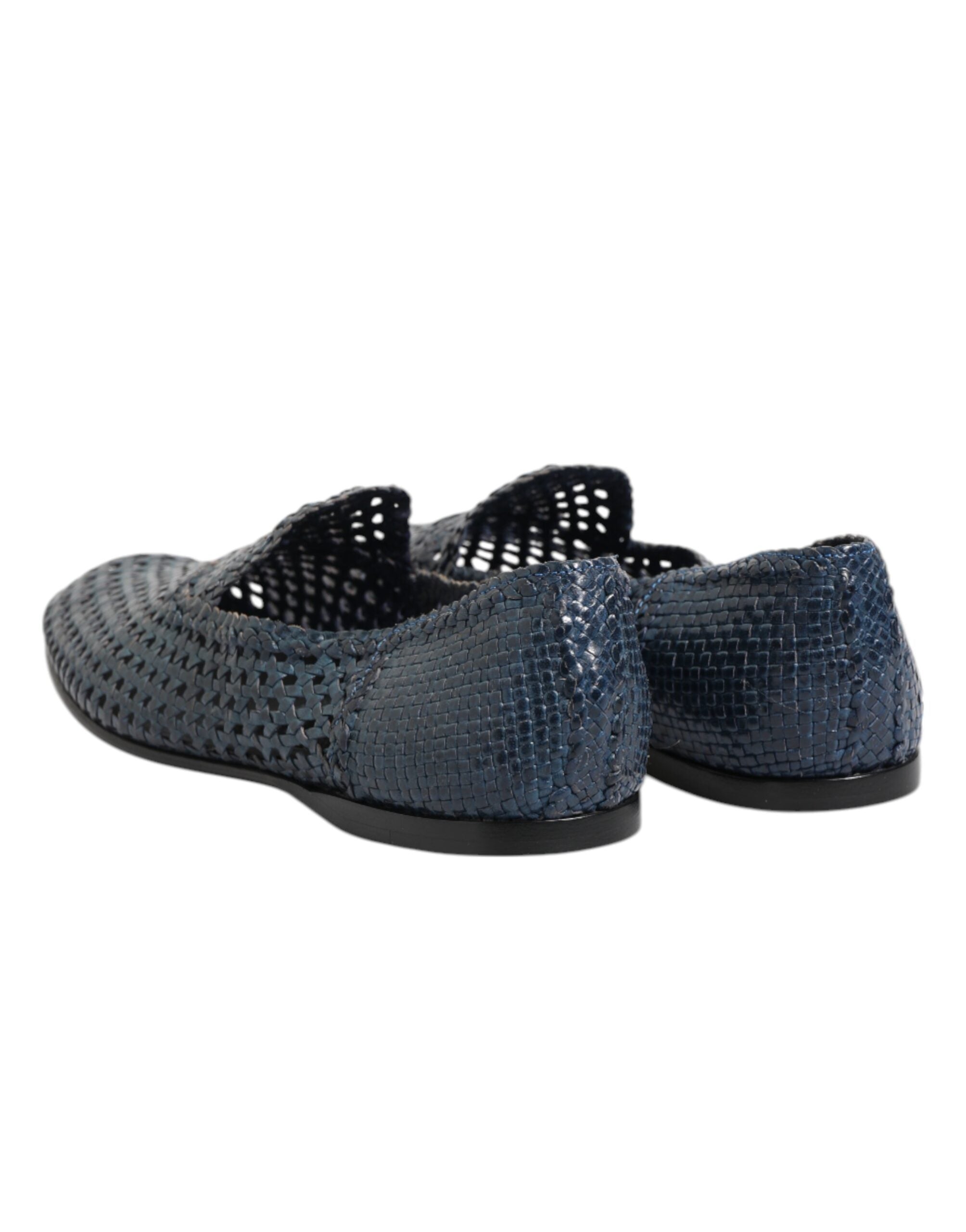 Zapatillas de piel tejida azul de Dolce & Gabbana-5