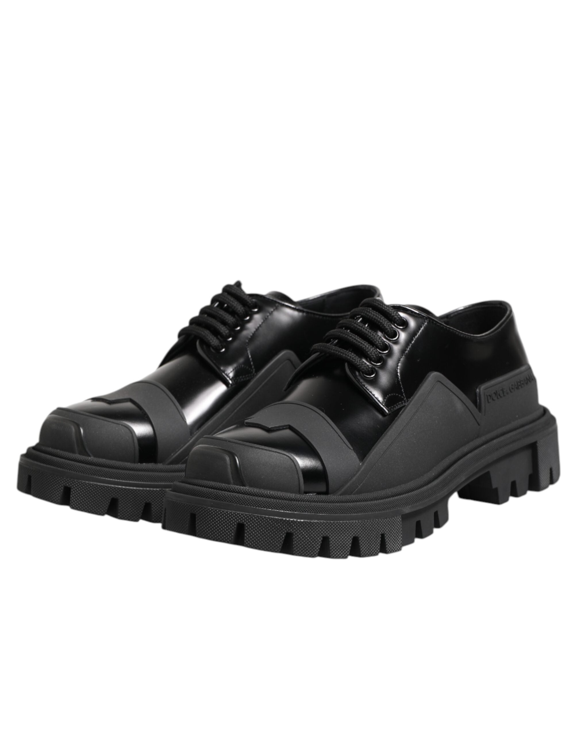 Zapatos Derby de trekking Dolce & Gabbana en charol negro-4