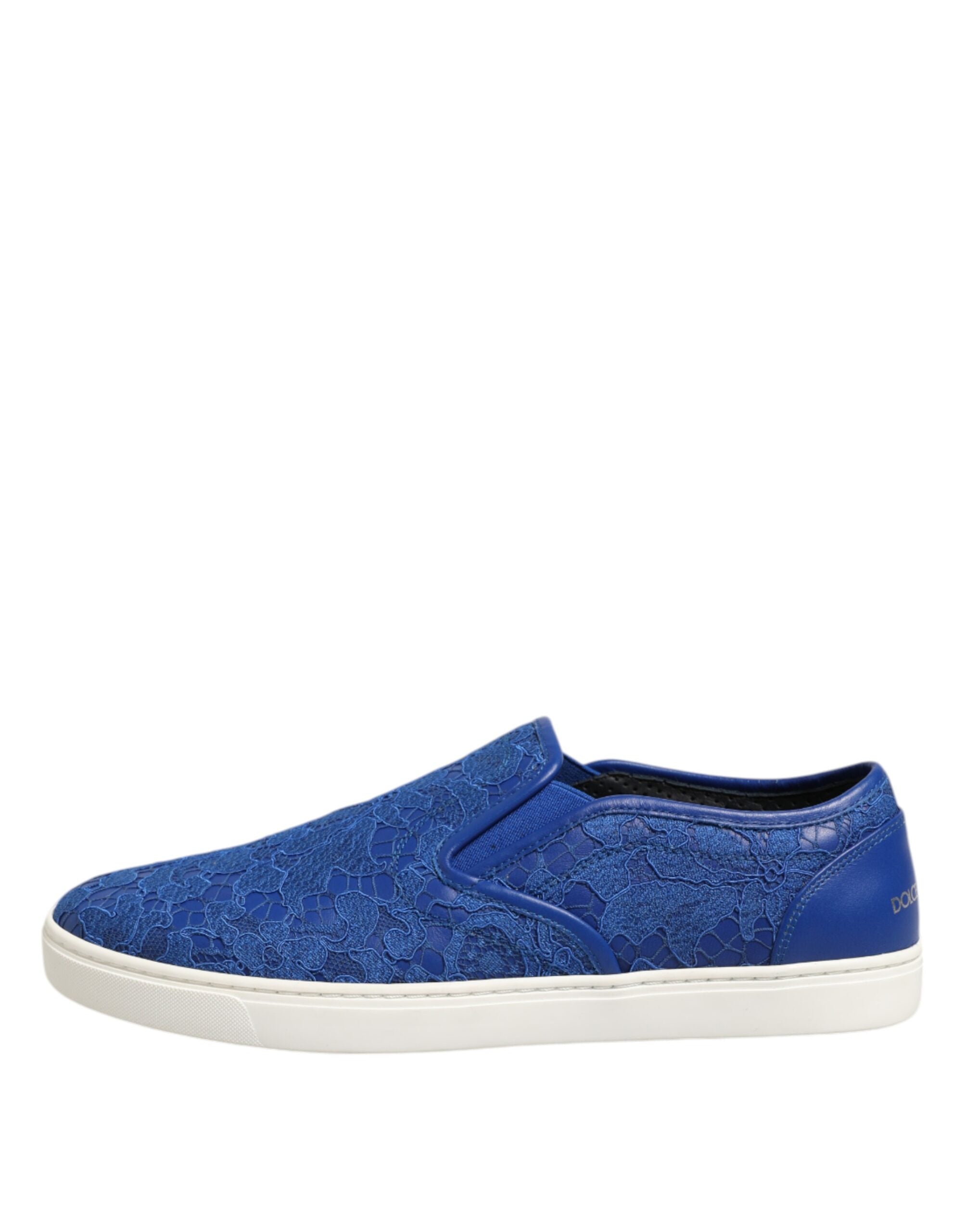 Dolce & Gabbana Blaue Leder Spitze Slip On Sneaker Schuhe-6