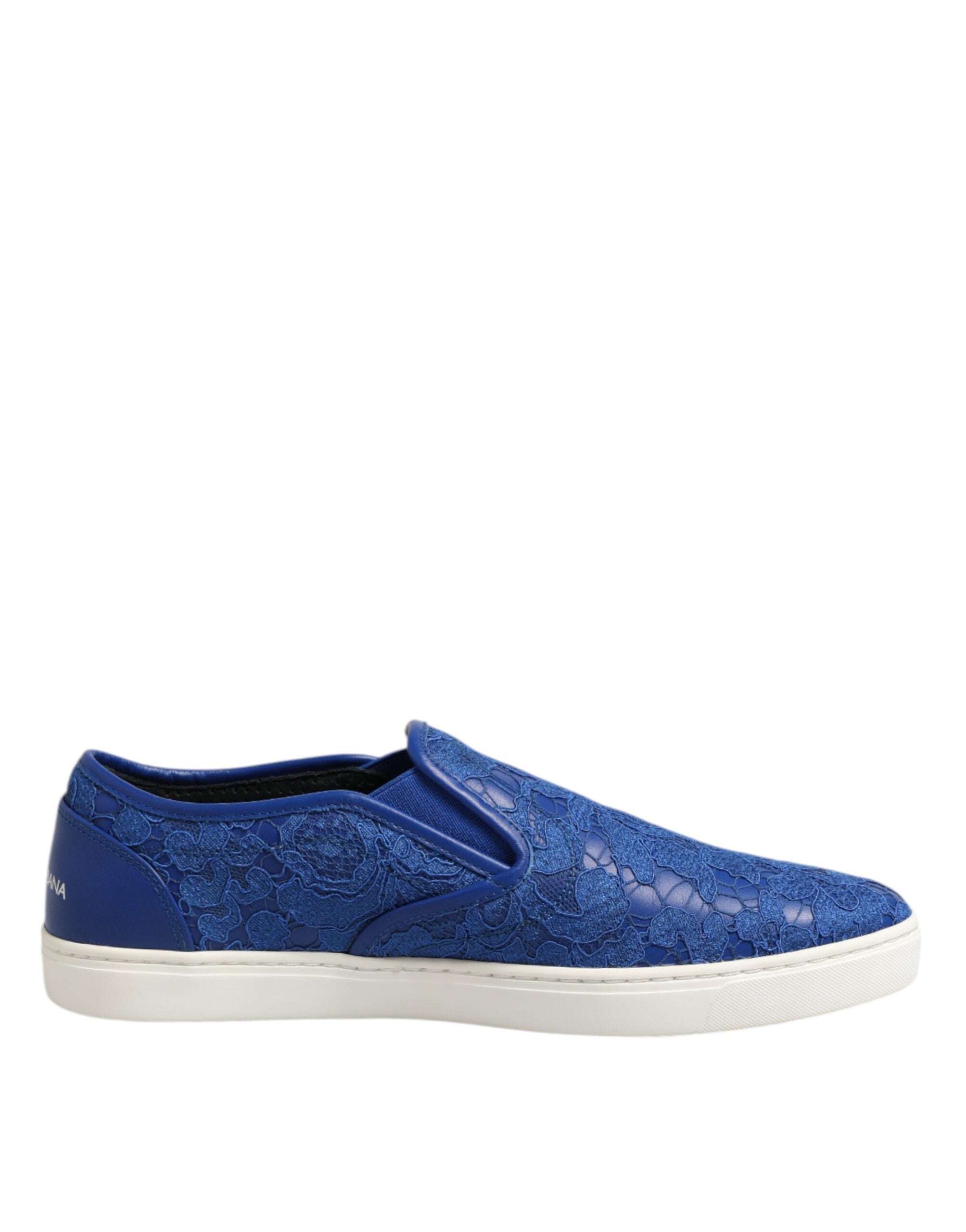 Dolce & Gabbana Blaue Leder Spitze Slip On Sneaker Schuhe-1