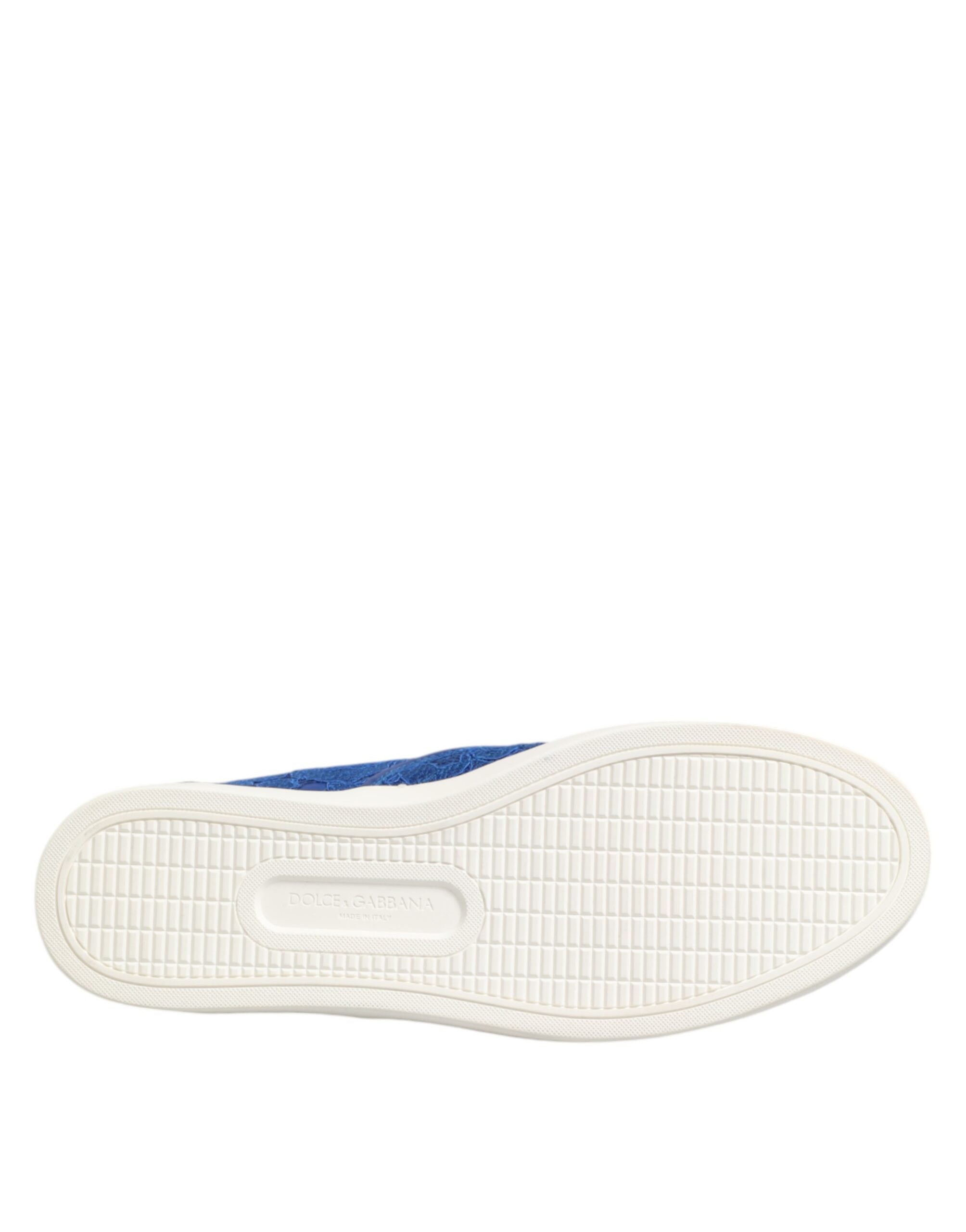 Dolce & Gabbana Blaue Leder Spitze Slip On Sneaker Schuhe-8