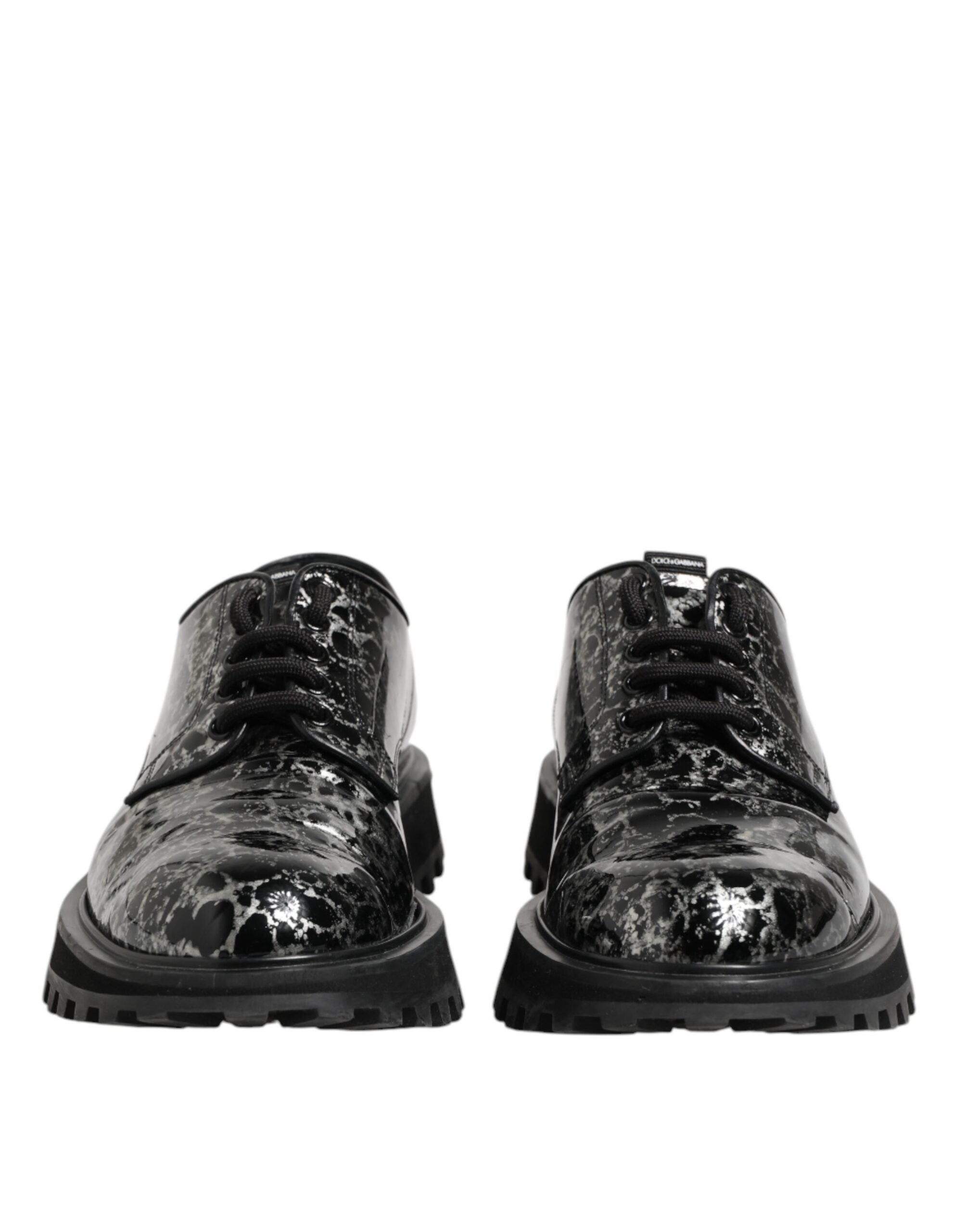 Dolce & Gabbana Schwarz Weiß Kalbsleder Chunky Derby Schuhe-2