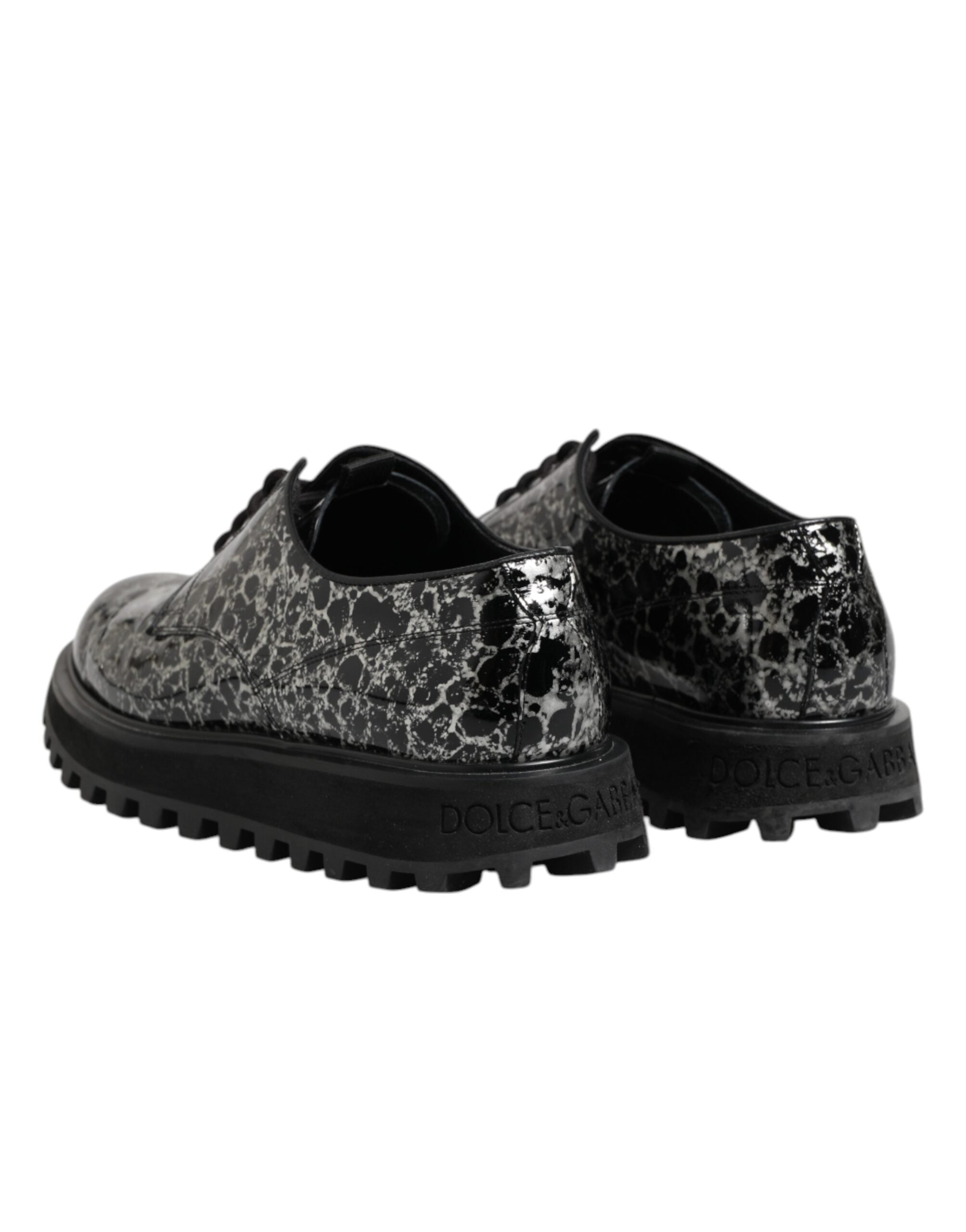 Dolce & Gabbana Schwarz Weiß Kalbsleder Chunky Derby Schuhe-5