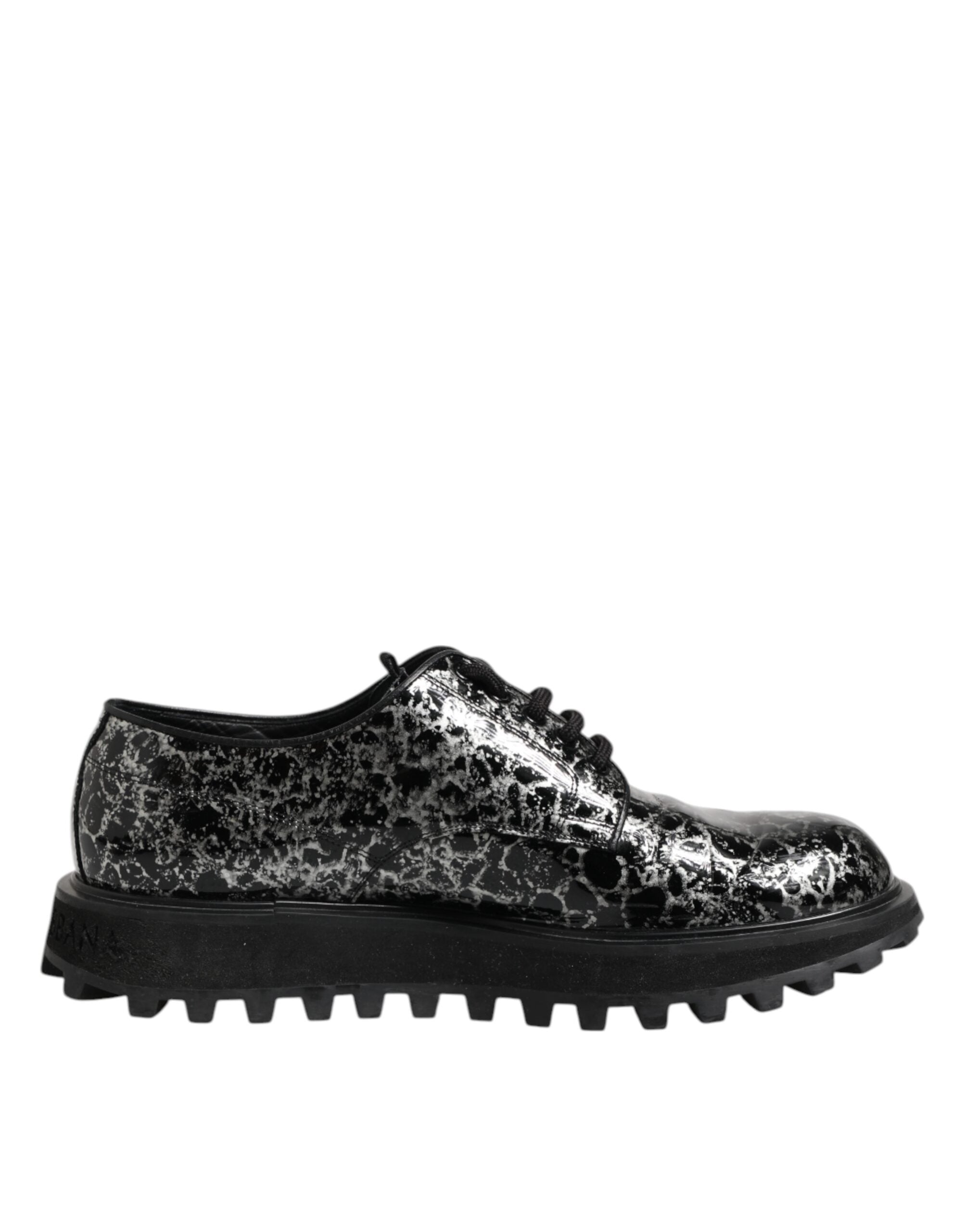 Dolce & Gabbana Schwarz Weiß Kalbsleder Chunky Derby Schuhe-1