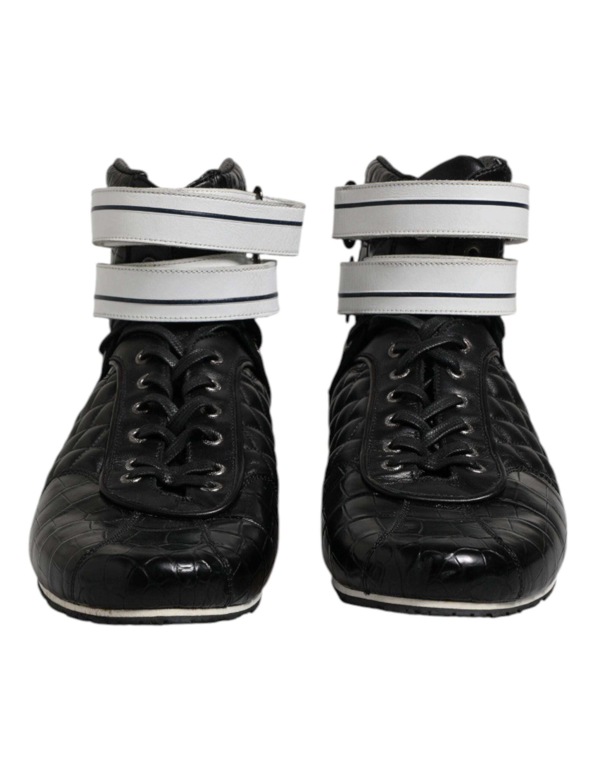 Dolce & Gabbana Schwarze gesteppte Leder Schnürschuhe-2