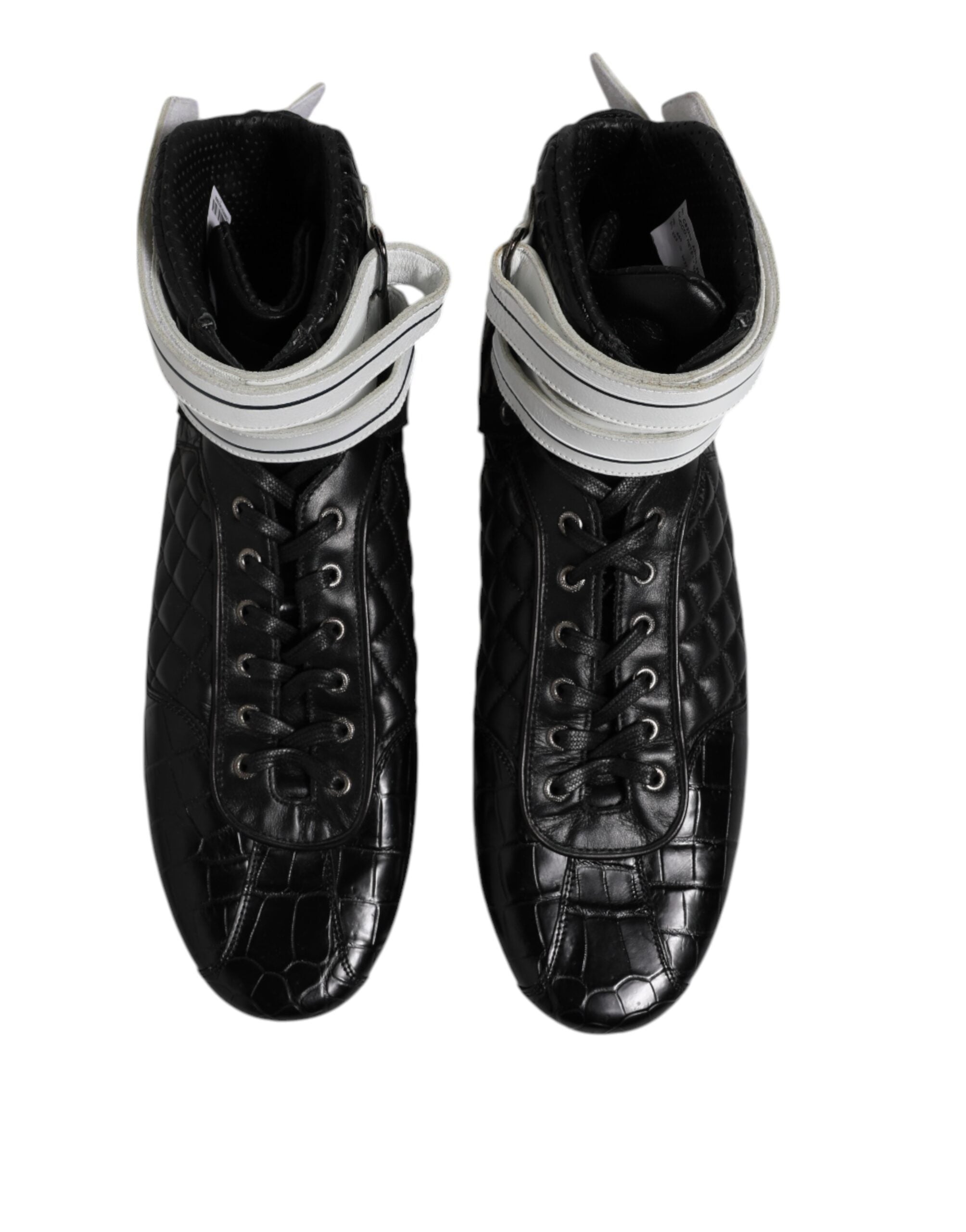 Dolce & Gabbana Schwarze gesteppte Leder Schnürschuhe-3