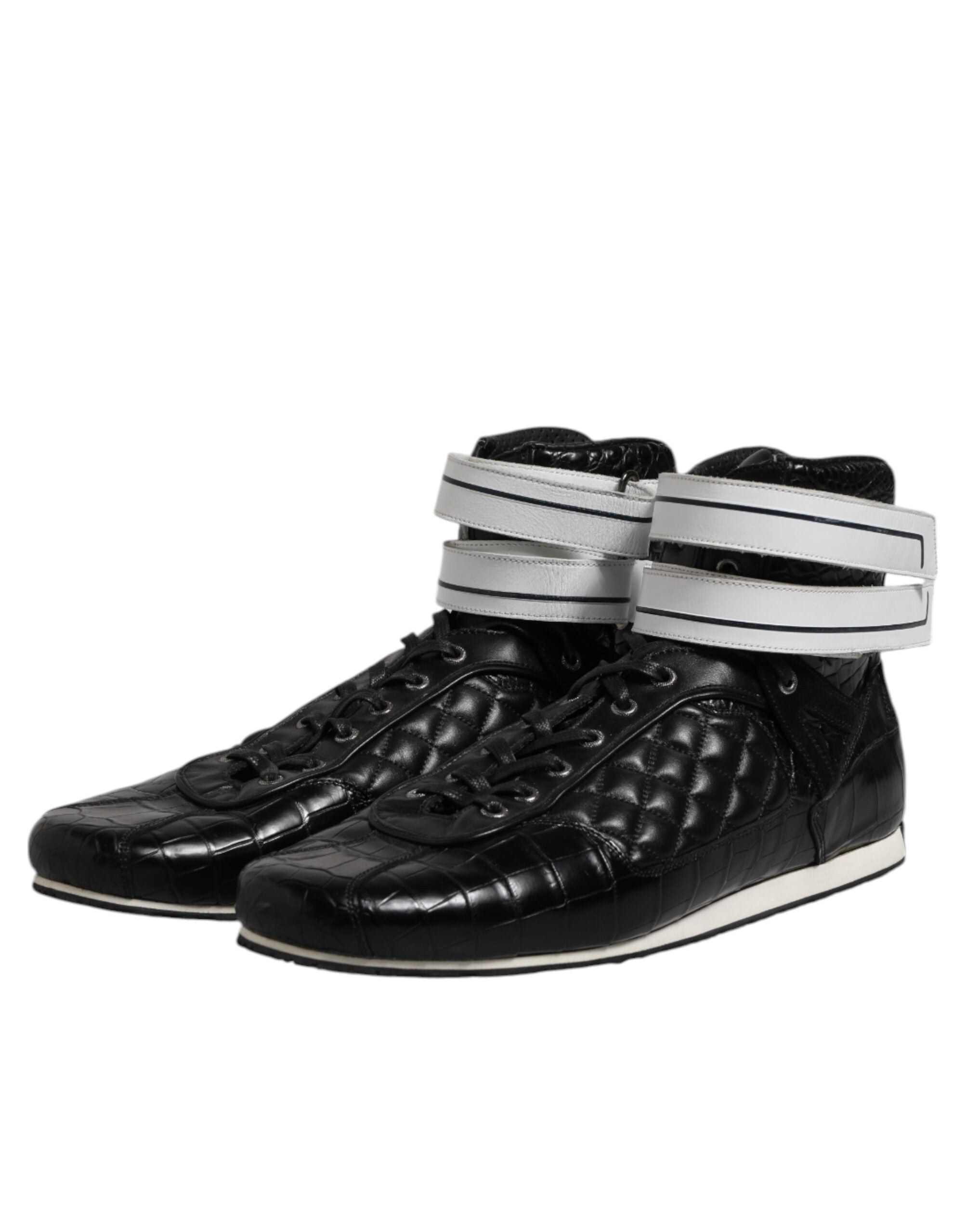 Dolce & Gabbana Schwarze gesteppte Leder Schnürschuhe-4
