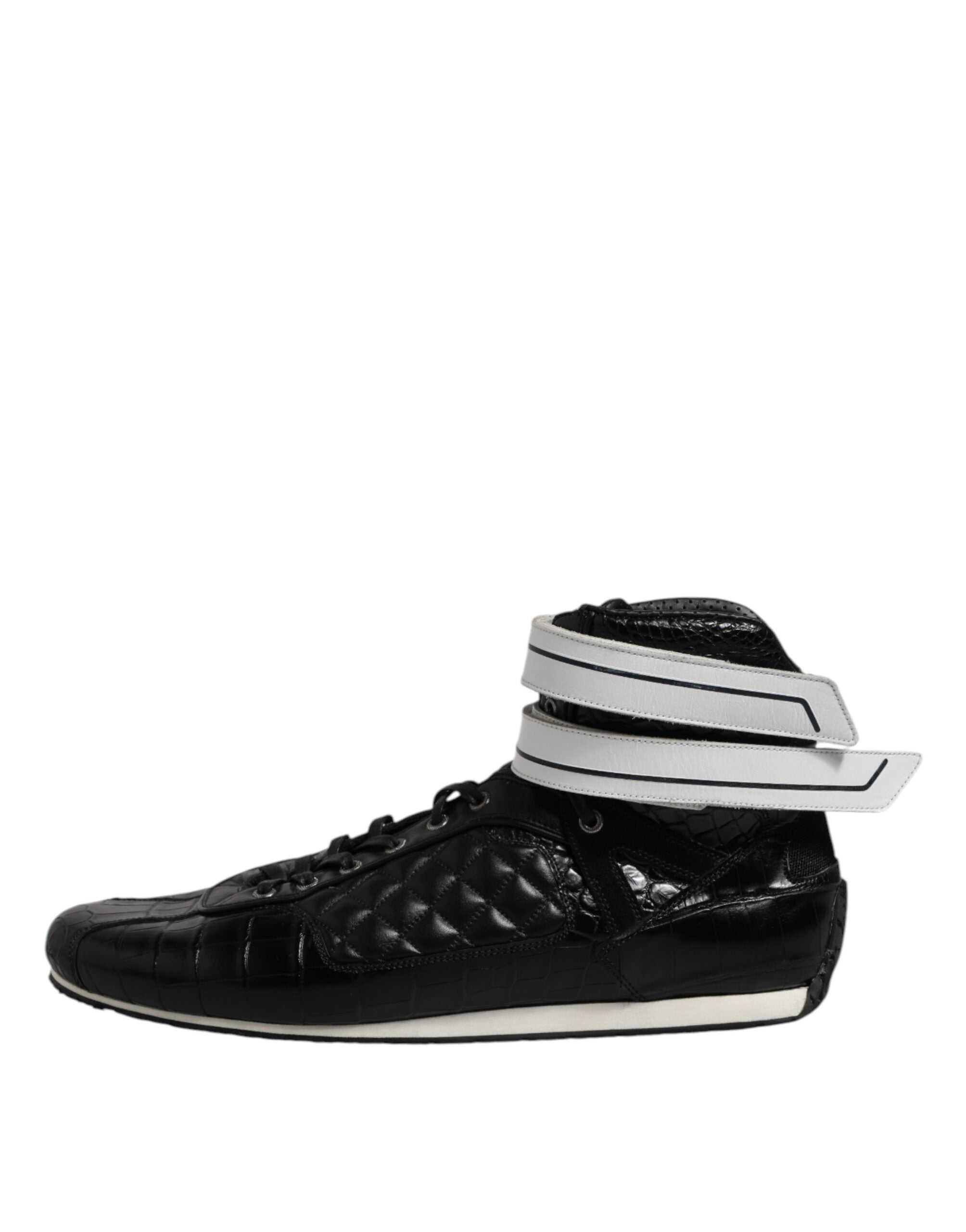 Dolce & Gabbana Schwarze gesteppte Leder Schnürschuhe-6
