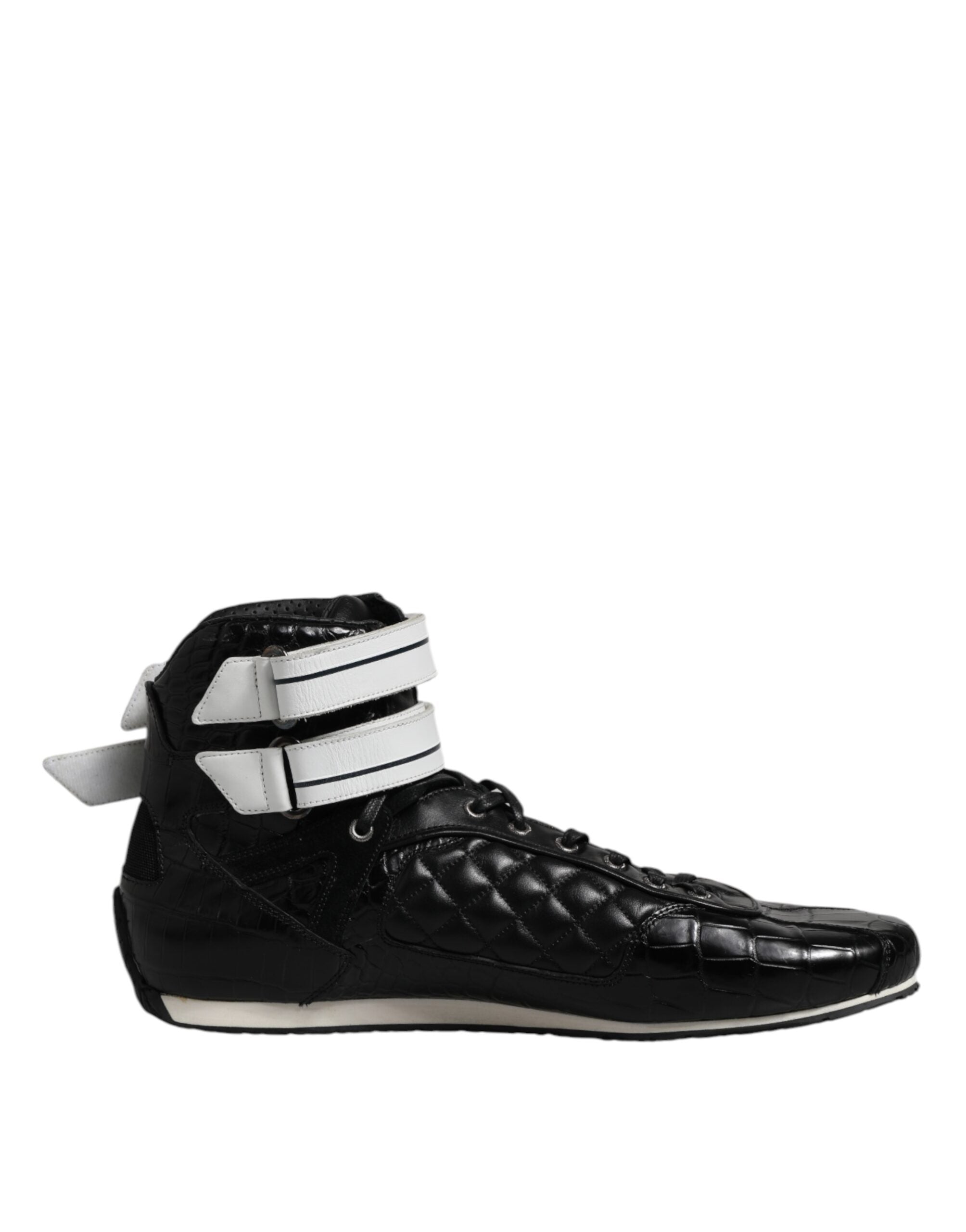 Dolce & Gabbana Schwarze gesteppte Leder Schnürschuhe-7