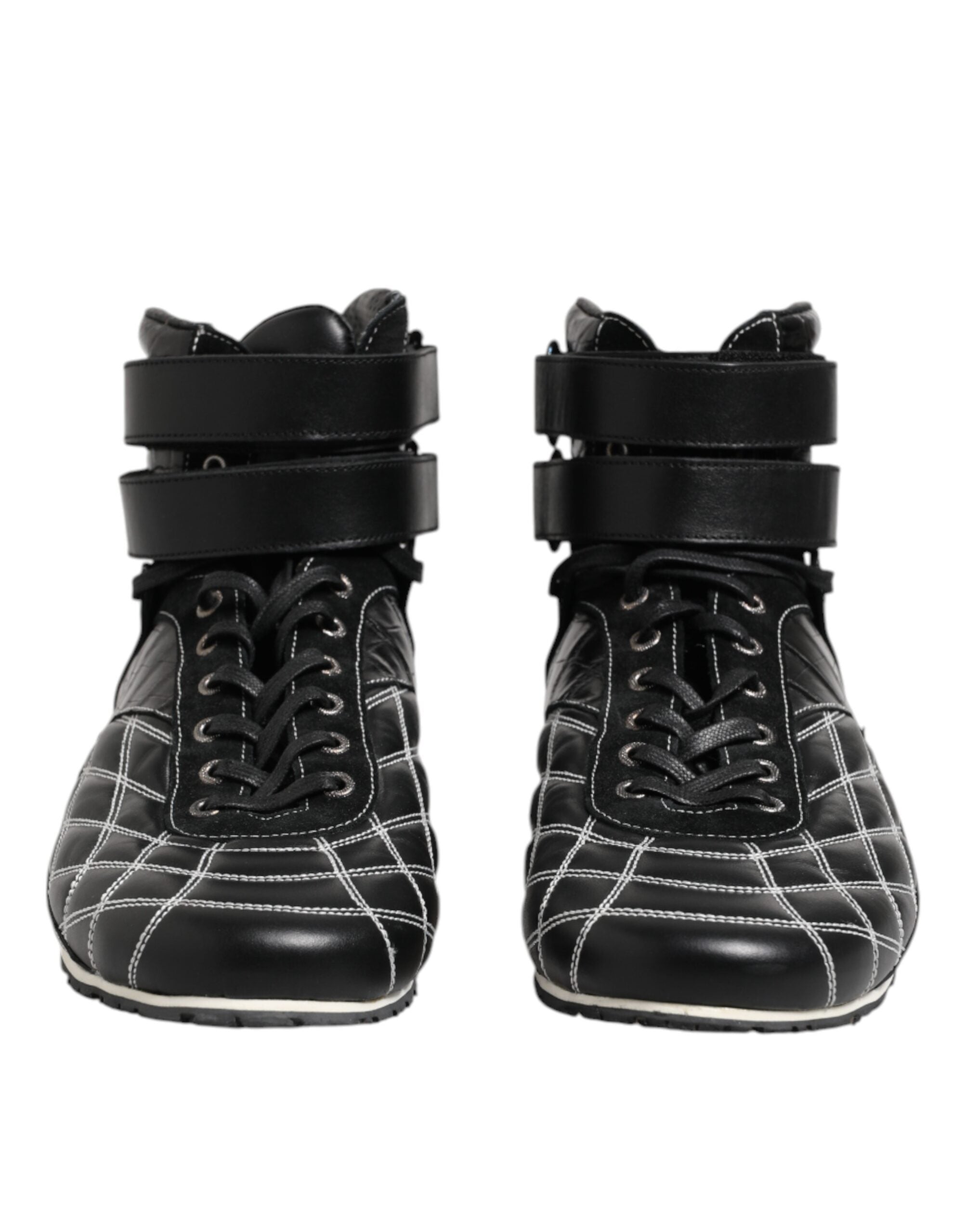 Dolce & Gabbana Black Quilted Leather Lace-Up Shoes-2