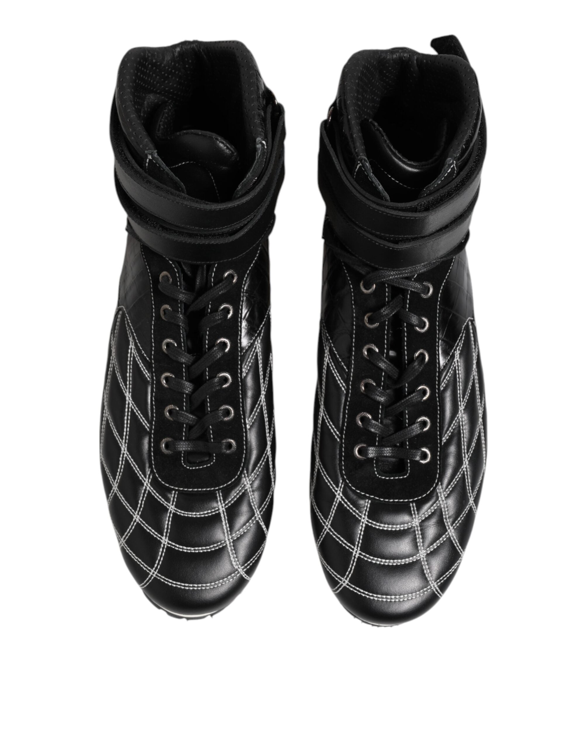 Dolce & Gabbana Black Quilted Leather Lace-Up Shoes-3