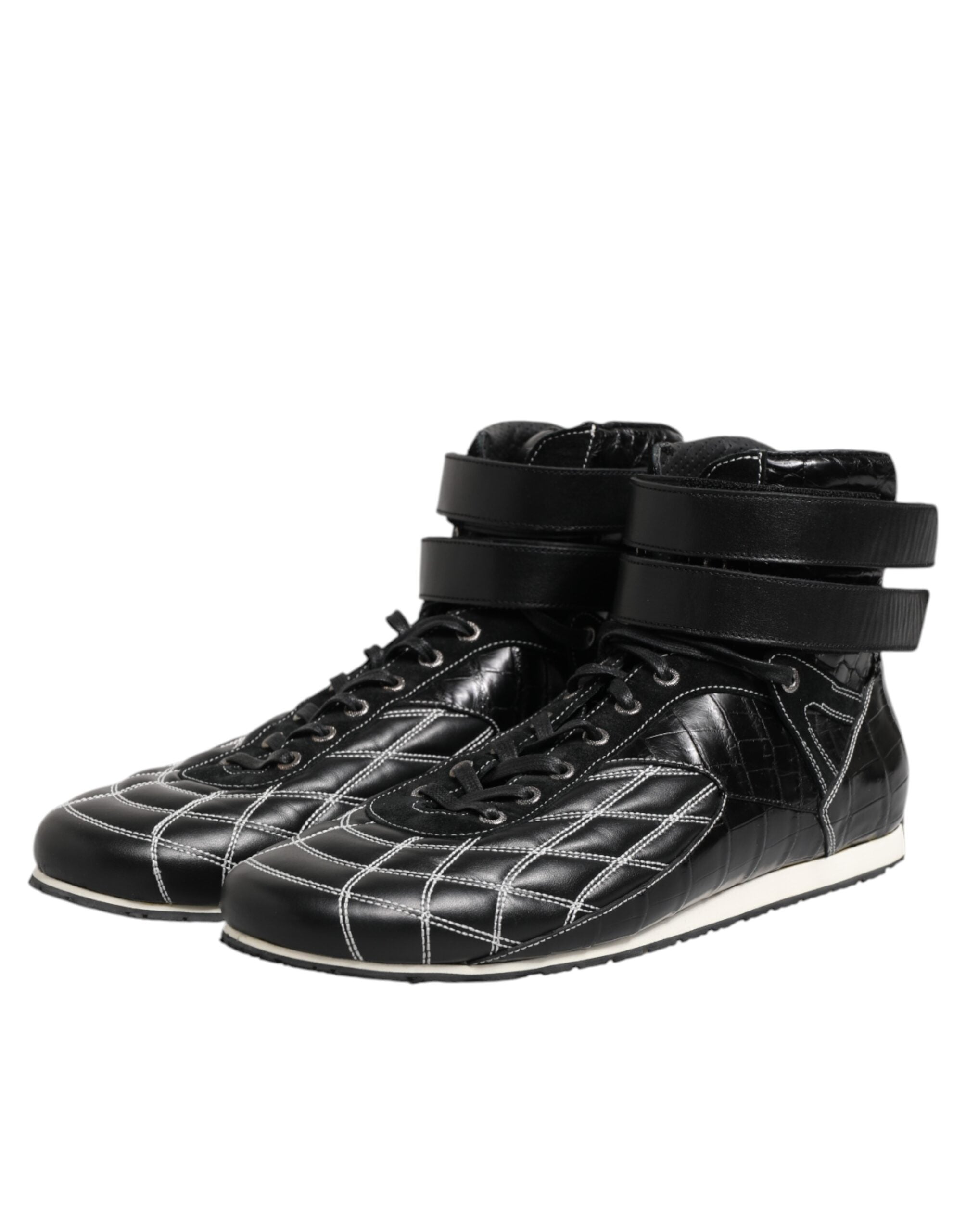 Dolce & Gabbana Black Quilted Leather Lace-Up Shoes-4