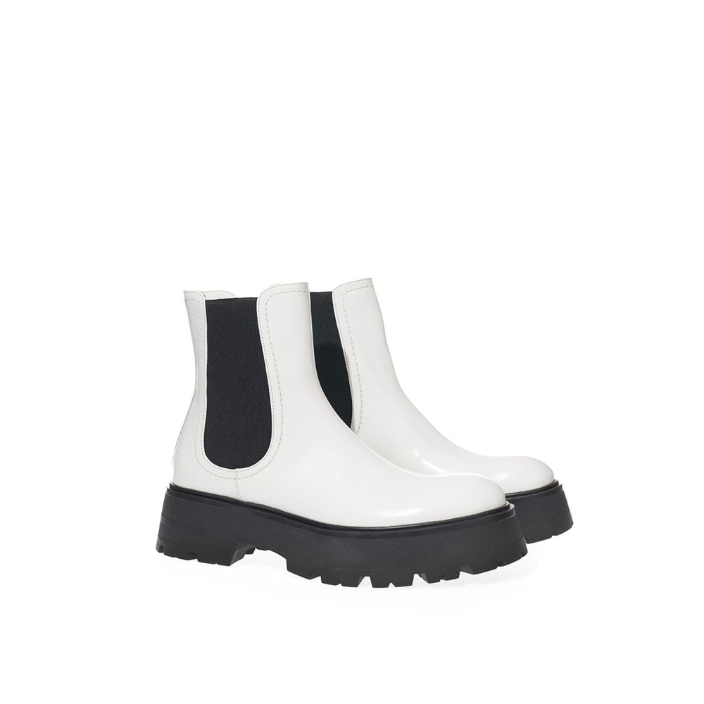 Alexander McQueen Black and White Leather Chelsea Boots-4