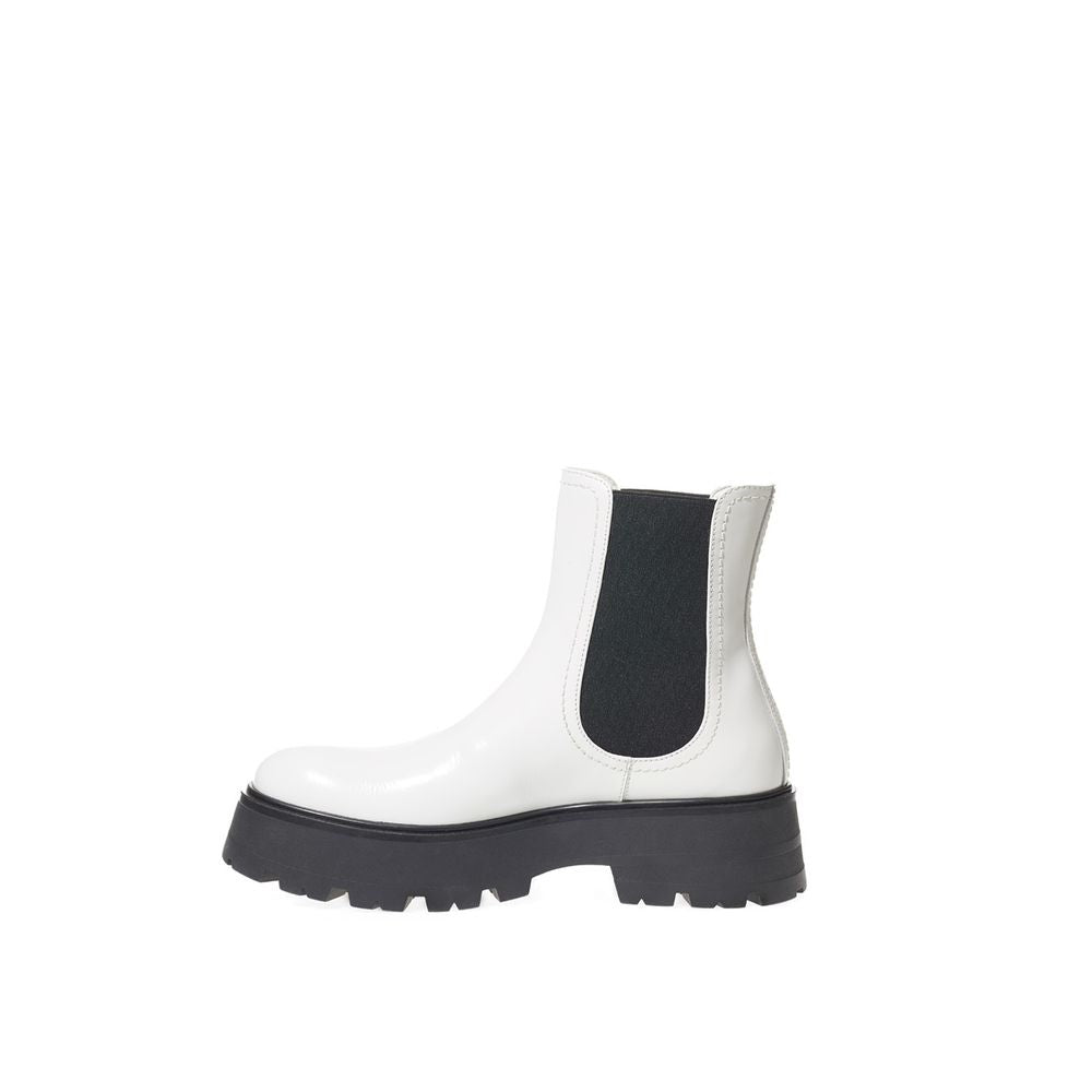 Alexander McQueen Black and White Leather Chelsea Boots-5