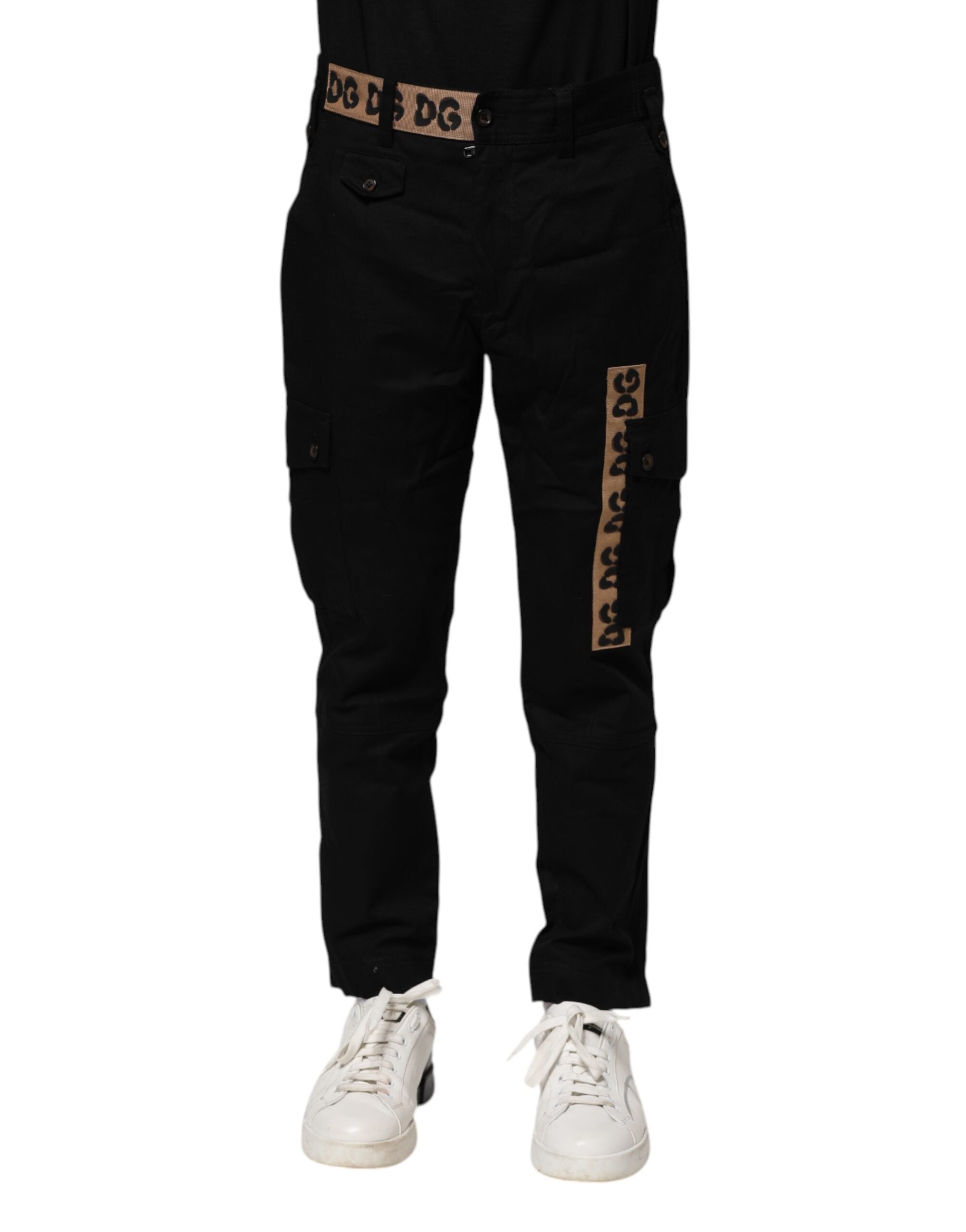 Dolce & Gabbana Black Cotton Cargo Leisure Trousers-2