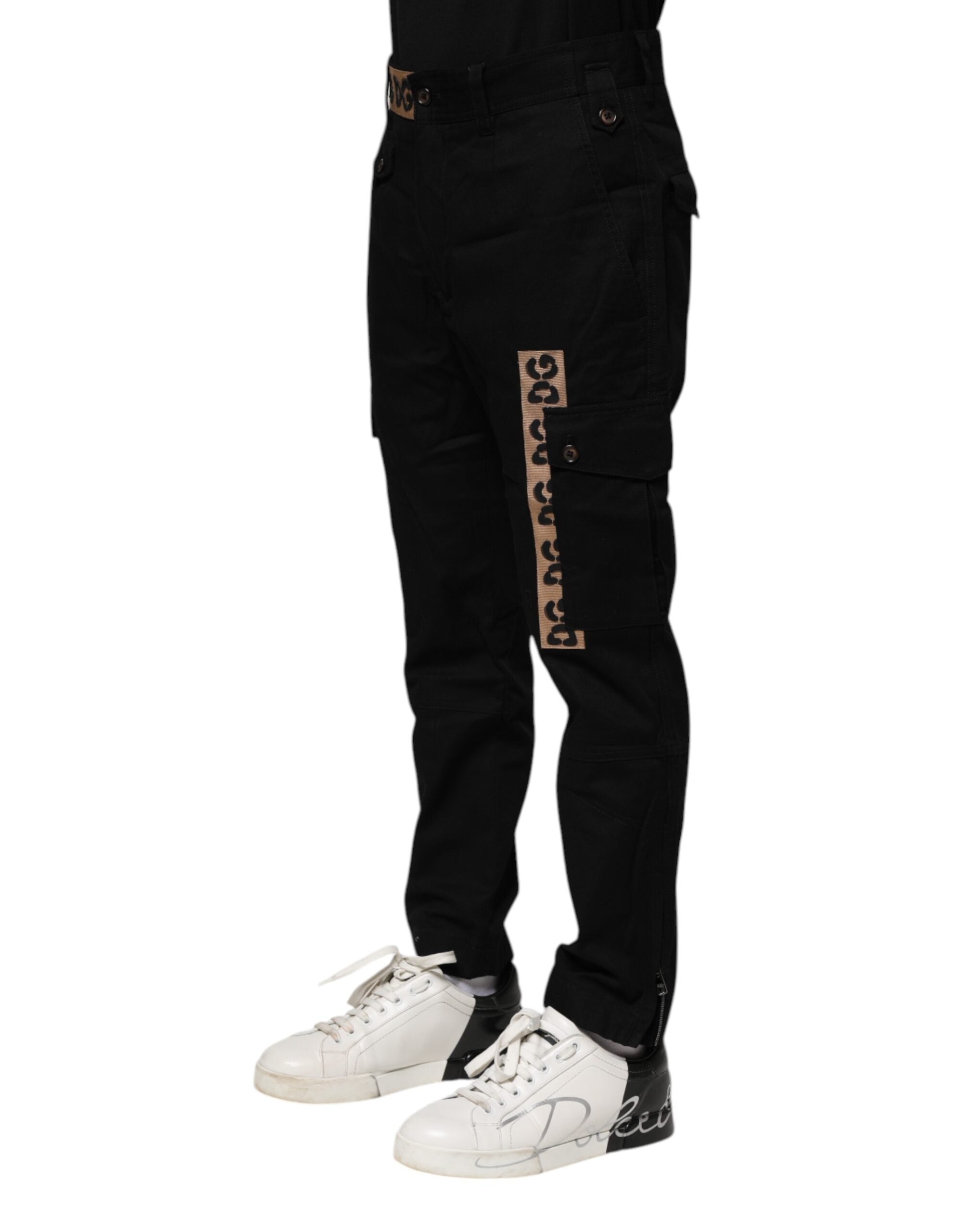 Dolce & Gabbana Black Cotton Cargo Leisure Trousers-3