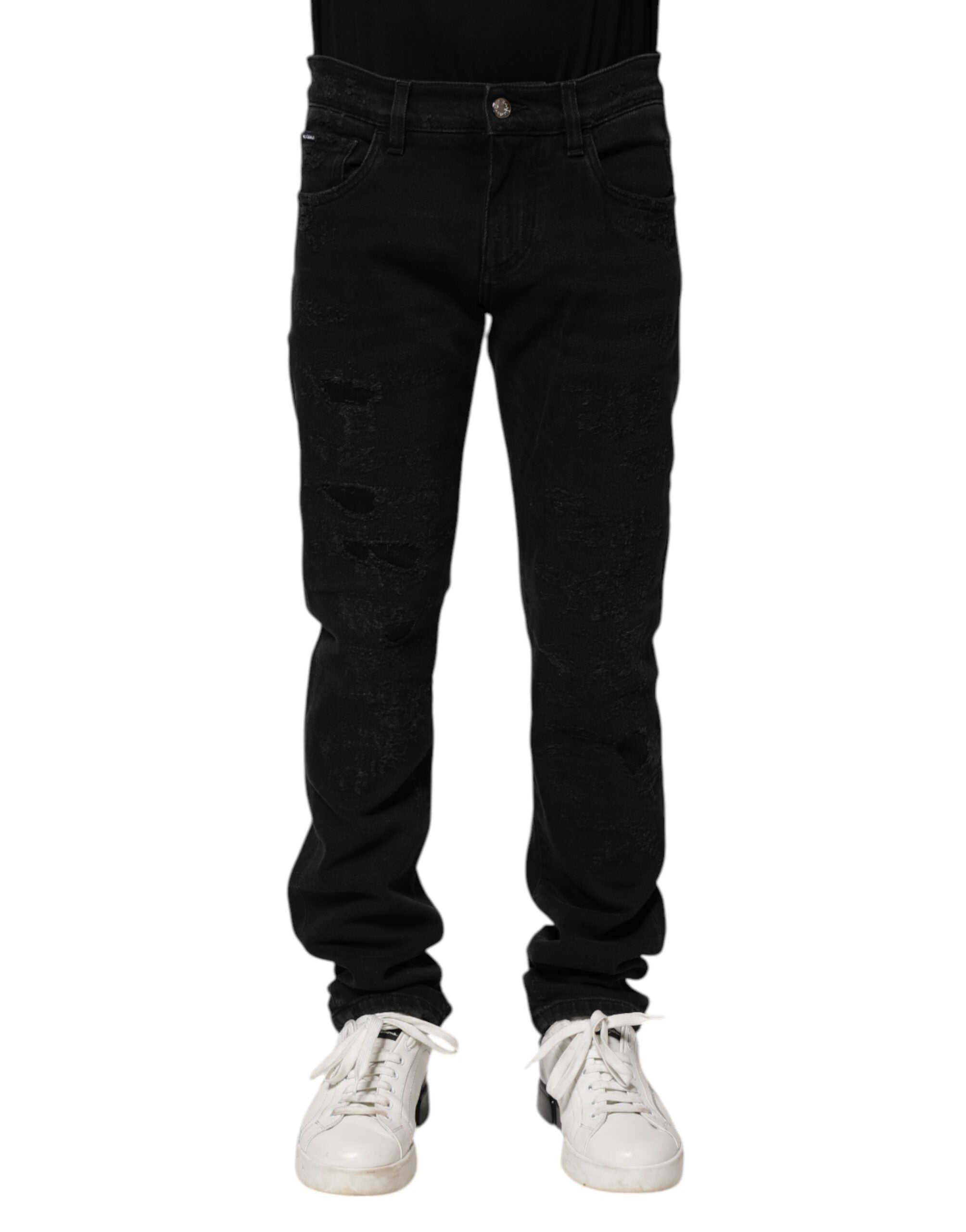 Vaqueros ajustados de algodón negro de Dolce & Gabbana para hombre-1