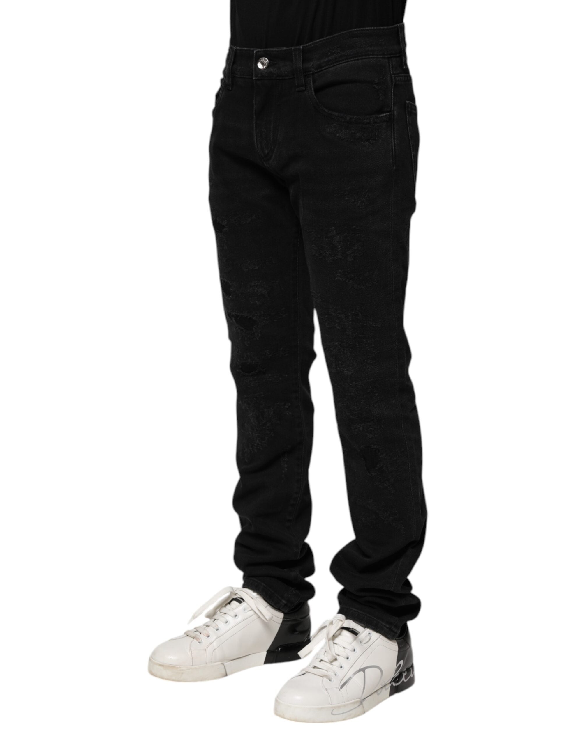 Vaqueros ajustados de algodón negro de Dolce & Gabbana para hombre-3