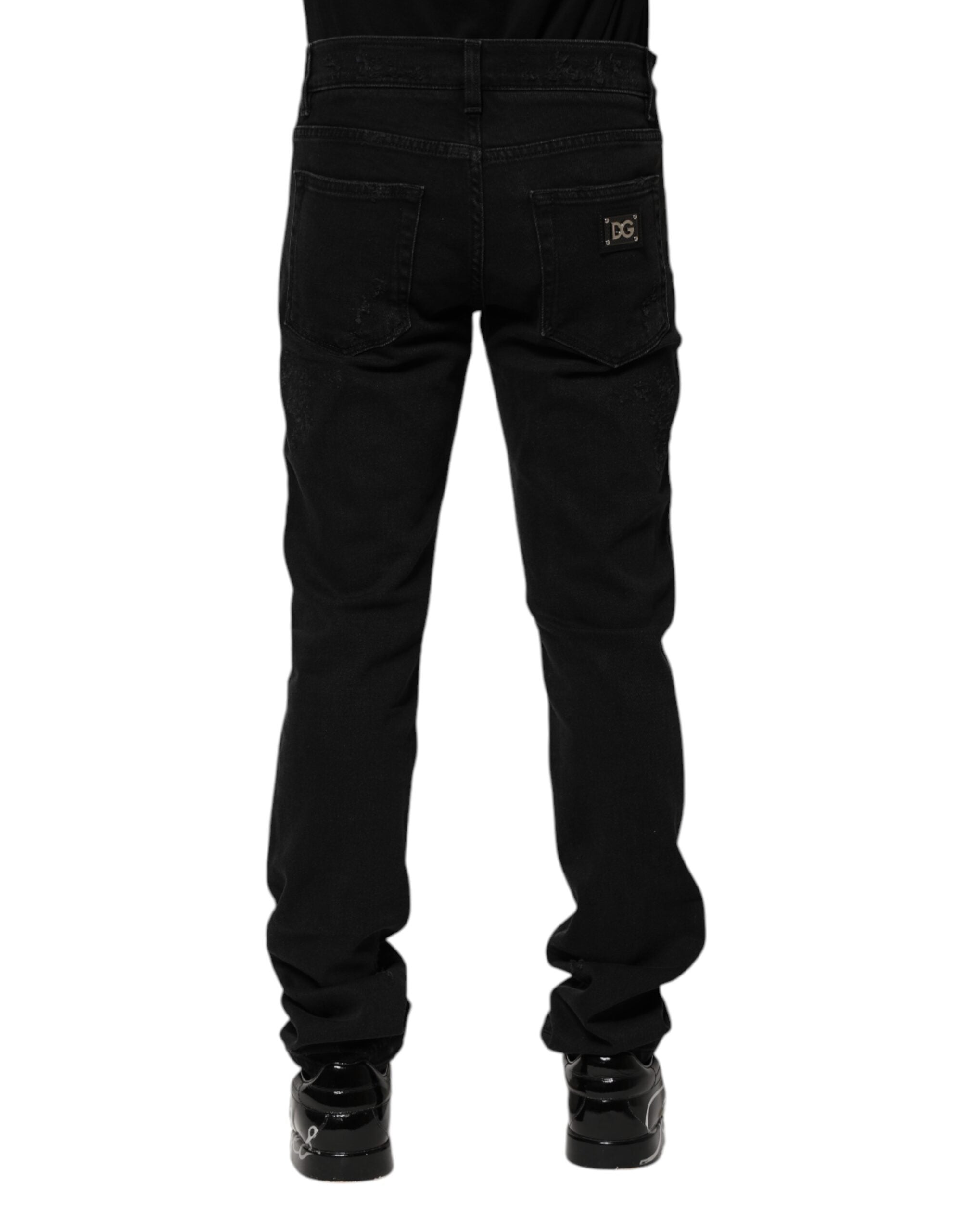 Vaqueros ajustados de algodón negro de Dolce & Gabbana para hombre-4