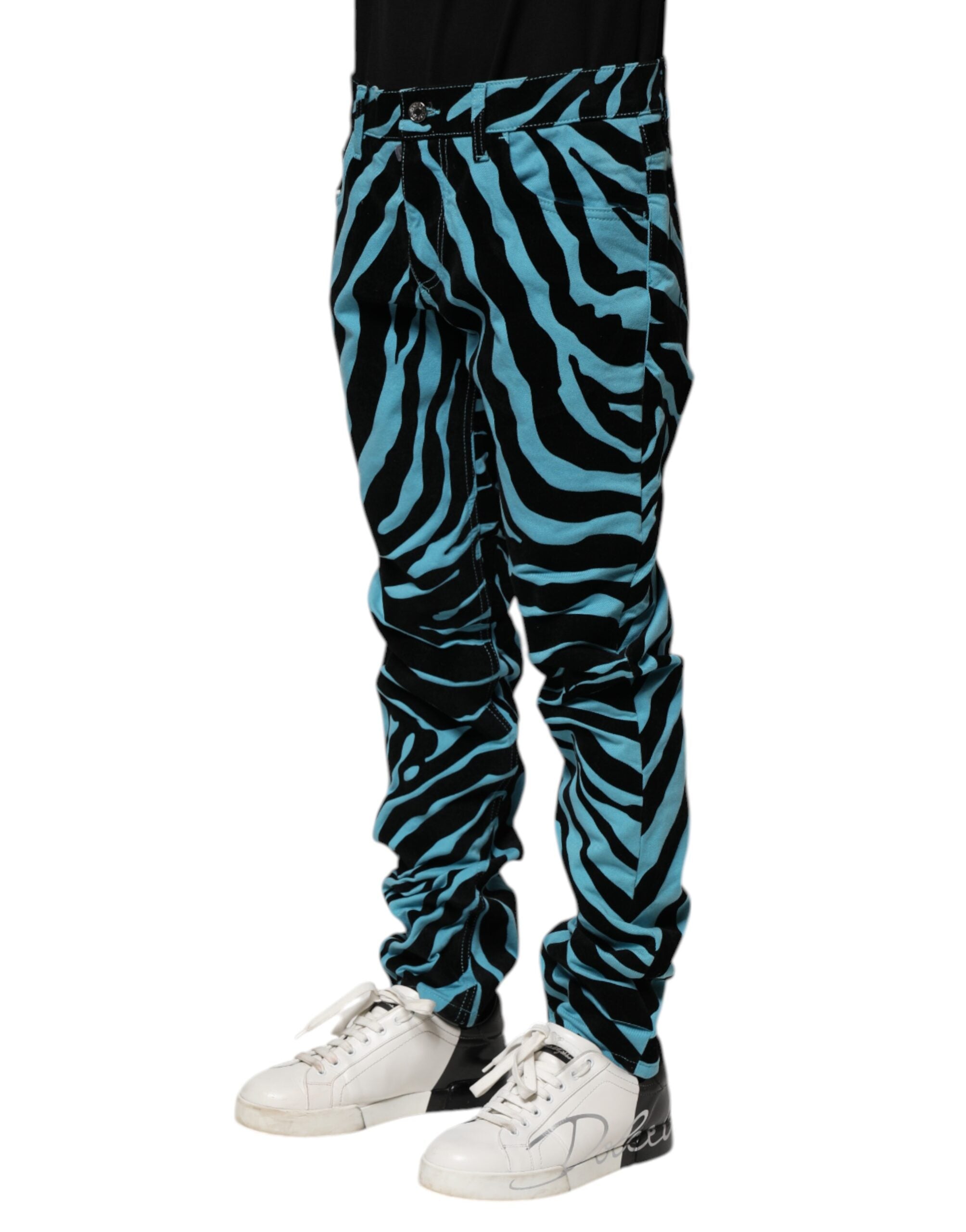 Dolce & Gabbana Blue-black striped skinny denim jeans-3