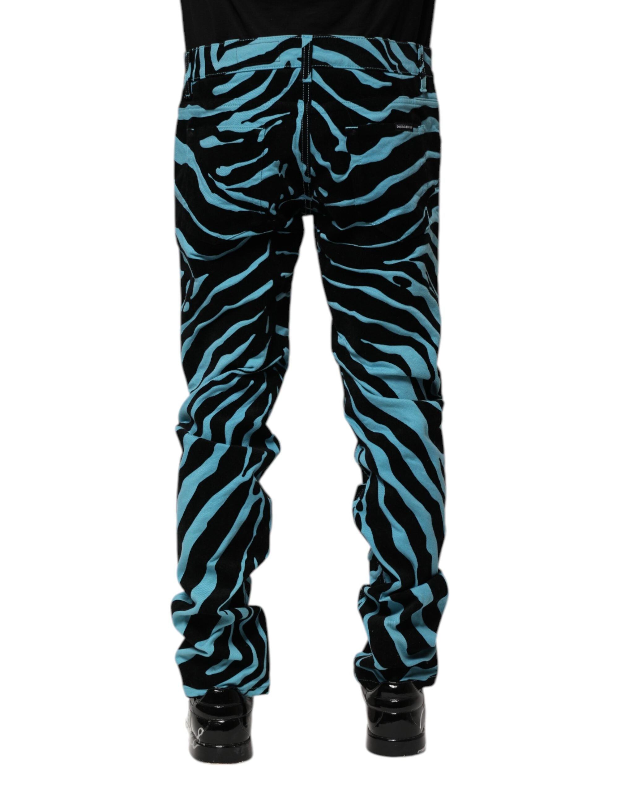 Dolce & Gabbana Blue-black striped skinny denim jeans-4