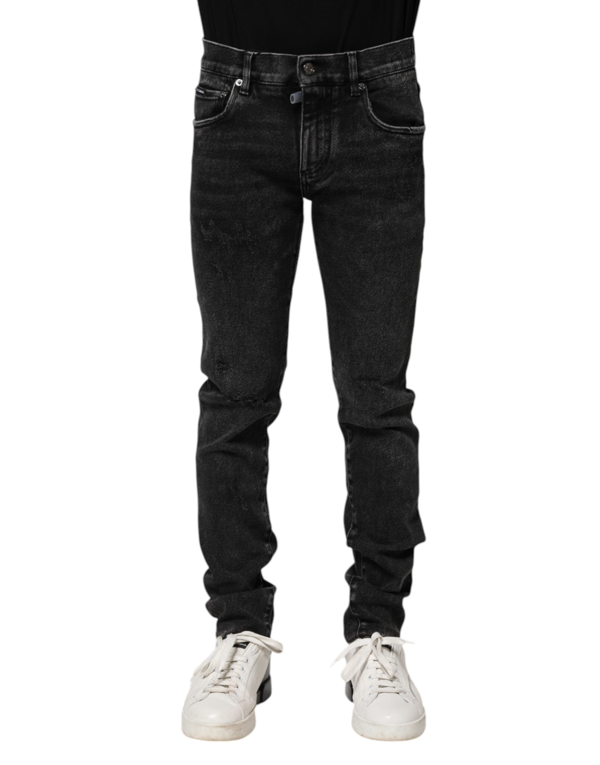 Dolce & Gabbana Schwarz Baumwolle Skinny Männer Denim Jeans-2