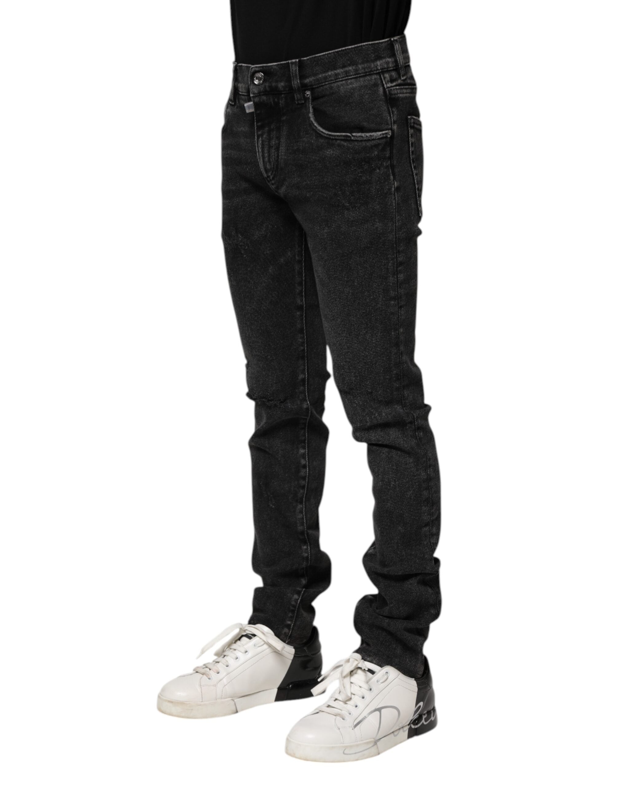 Dolce & Gabbana Schwarz Baumwolle Skinny Männer Denim Jeans-3