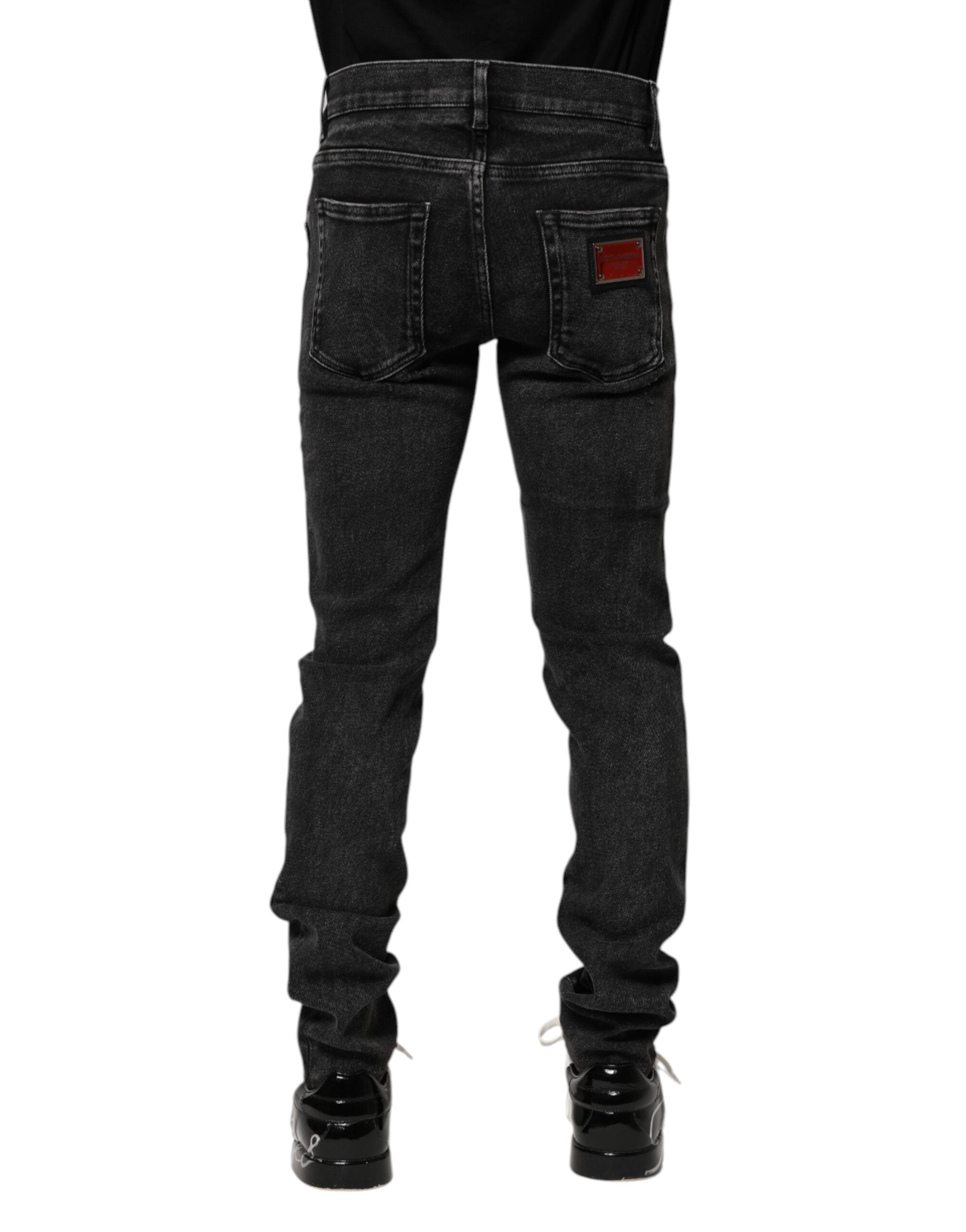 Dolce & Gabbana Schwarz Baumwolle Skinny Männer Denim Jeans-4