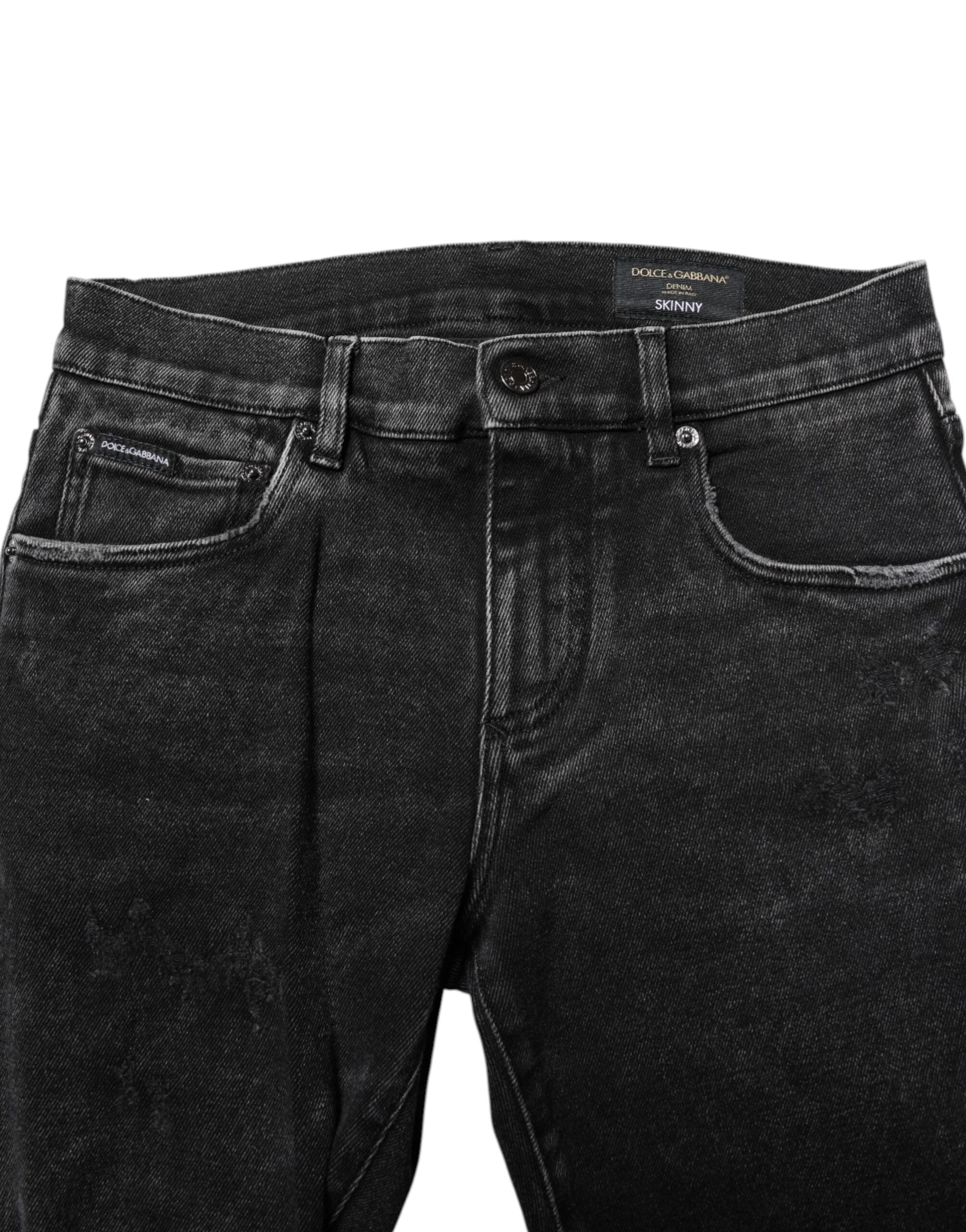 Dolce & Gabbana Schwarz Baumwolle Skinny Männer Denim Jeans-5