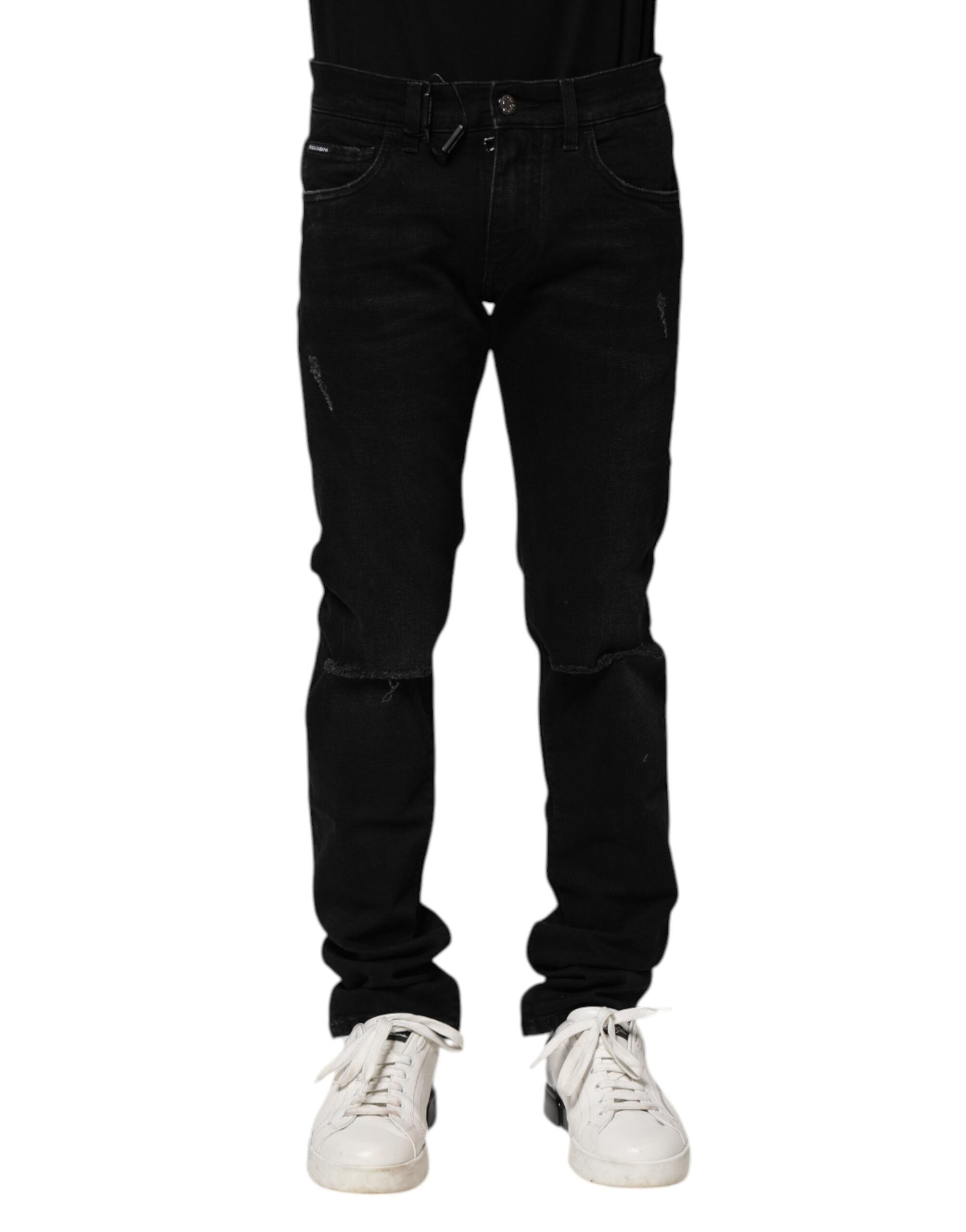 Dolce & Gabbana Black Cotton Skinny Men's Denim Jeans-2
