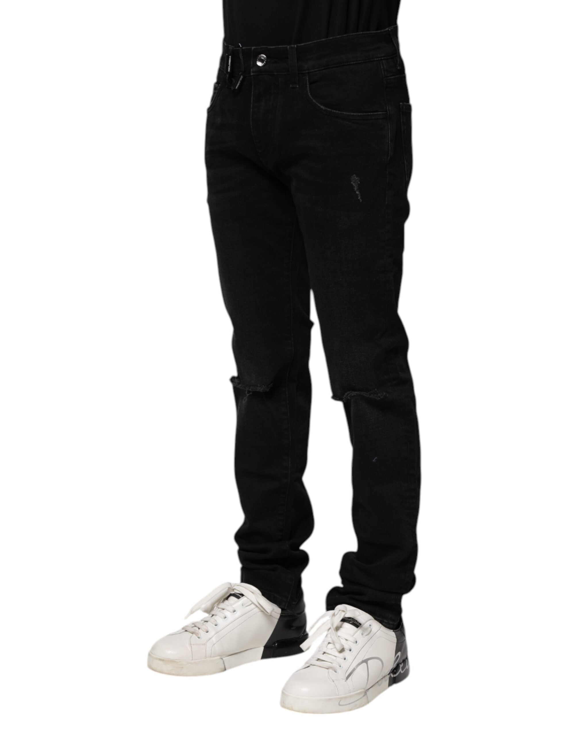 Dolce & Gabbana Black Cotton Skinny Men's Denim Jeans-3