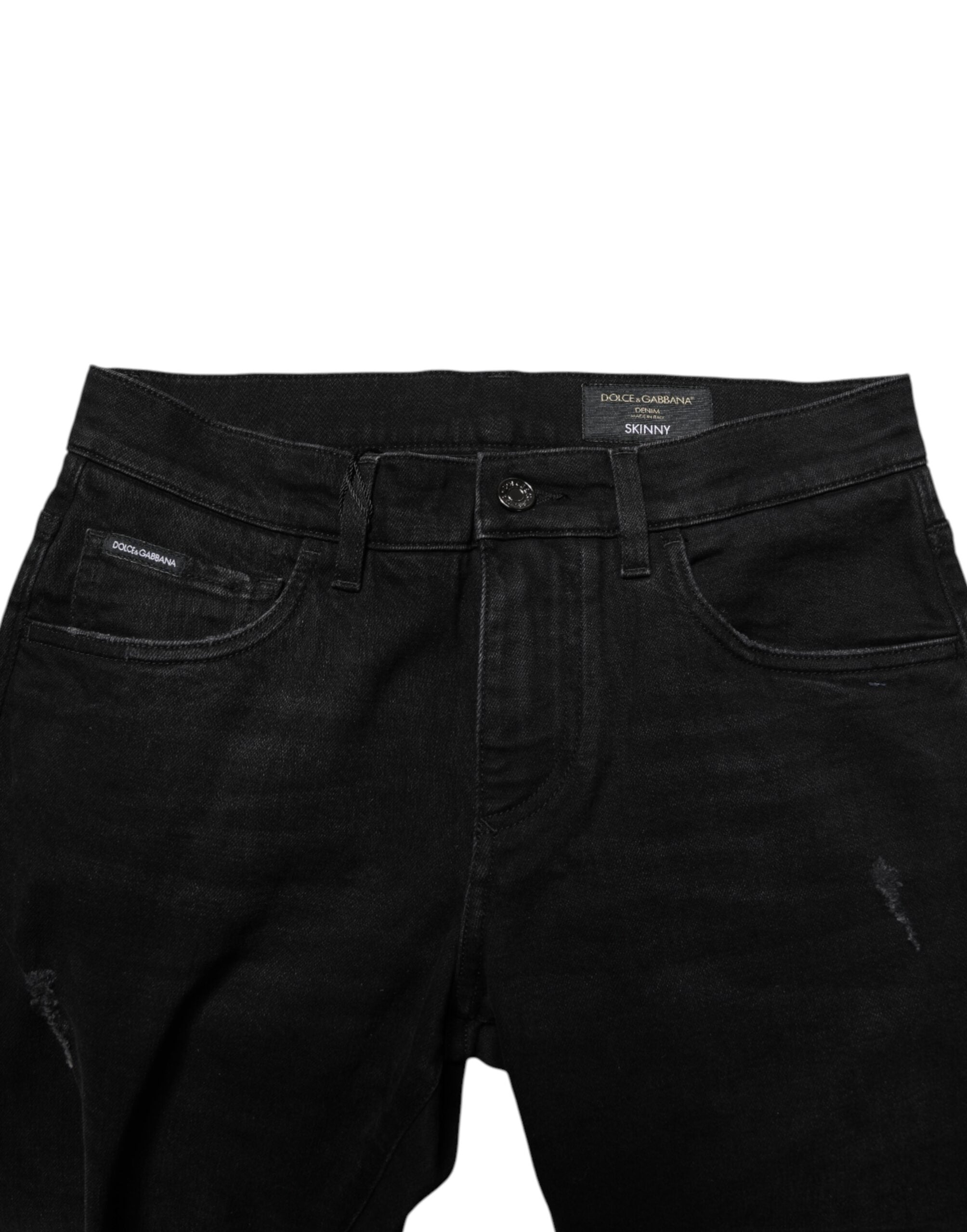 Dolce & Gabbana Black Cotton Skinny Men's Denim Jeans-5