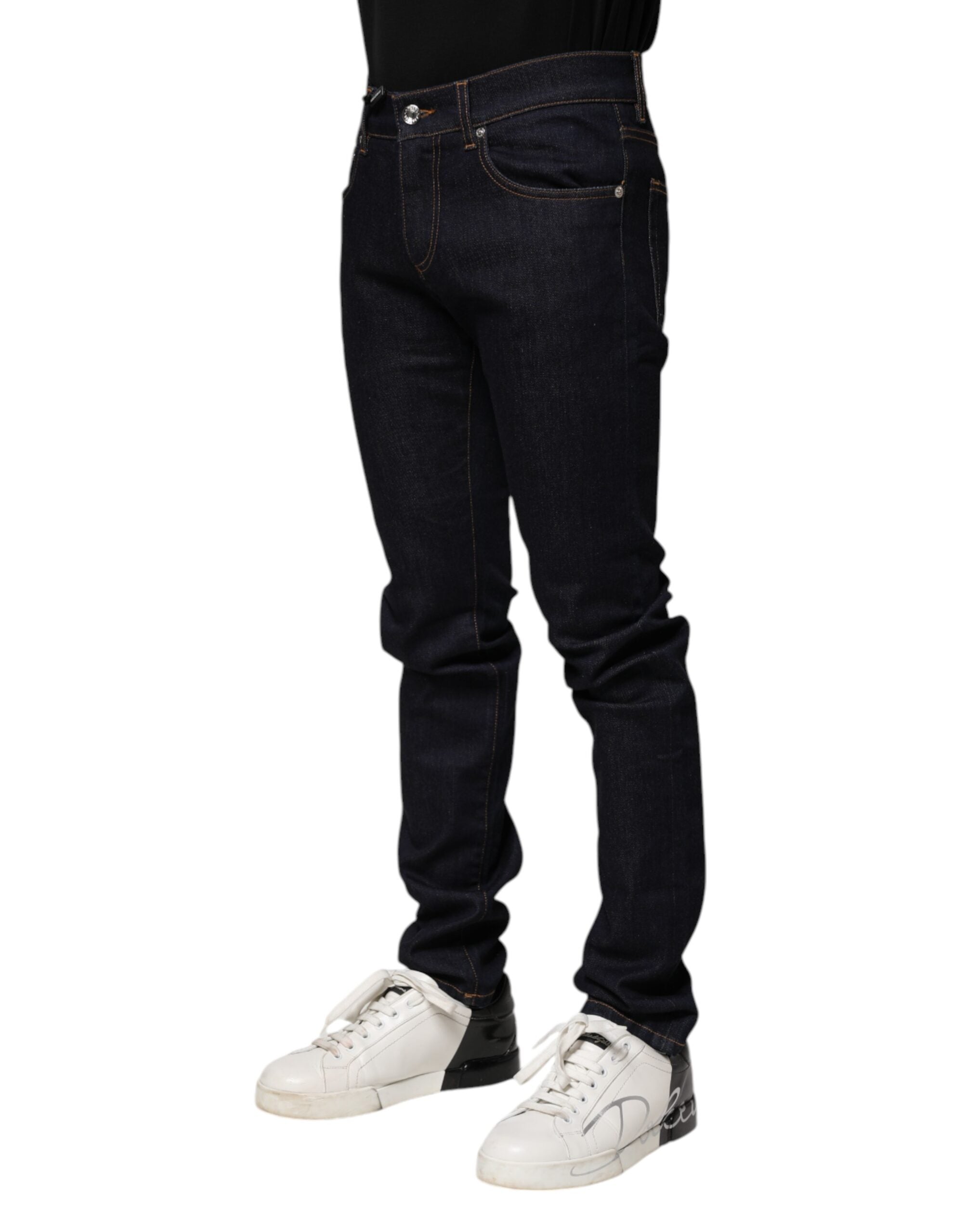 Dolce & Gabbana Black Cotton Skinny Men's Denim Jeans-3