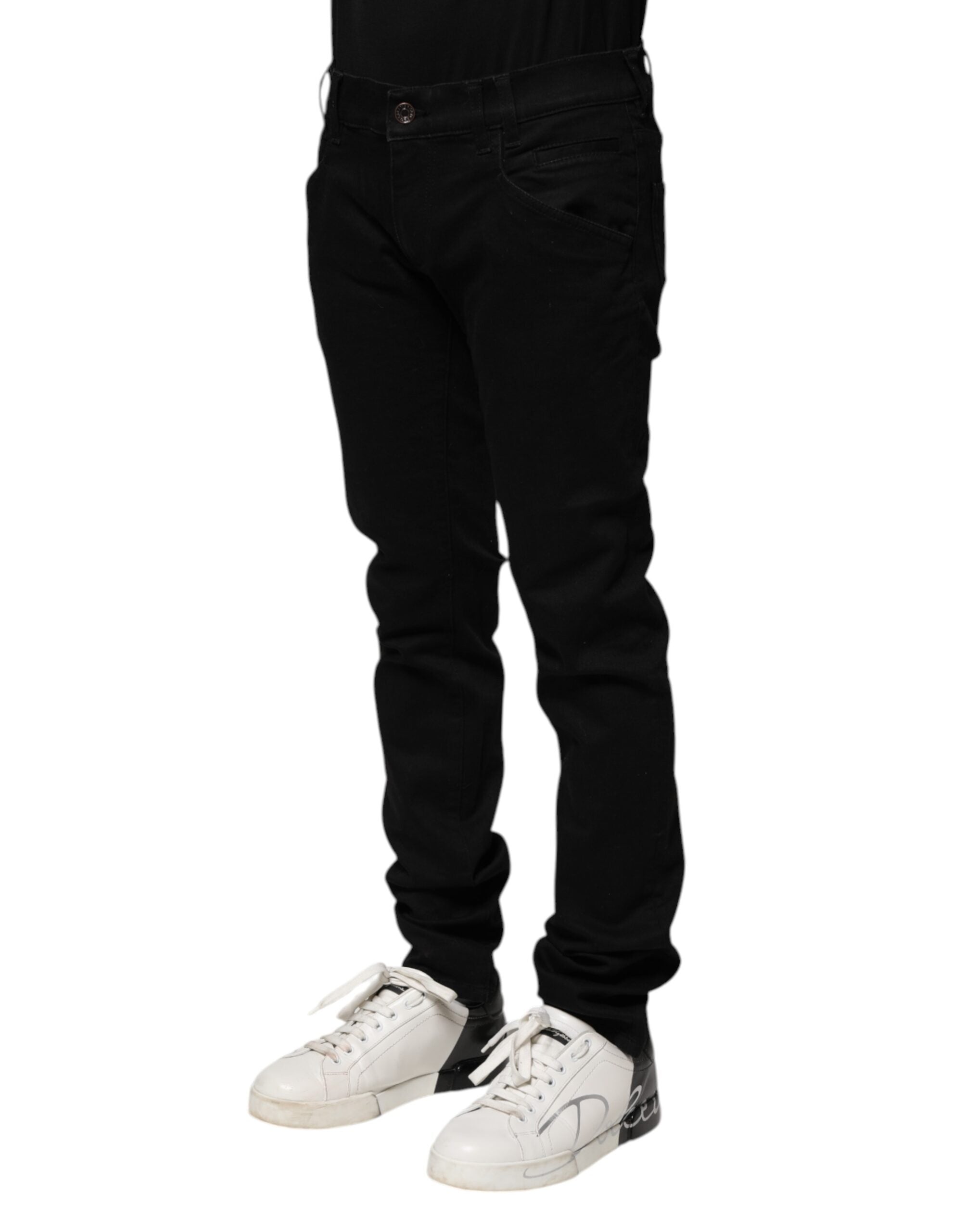 Dolce & Gabbana Black Cotton Skinny Men's Denim Jeans-3