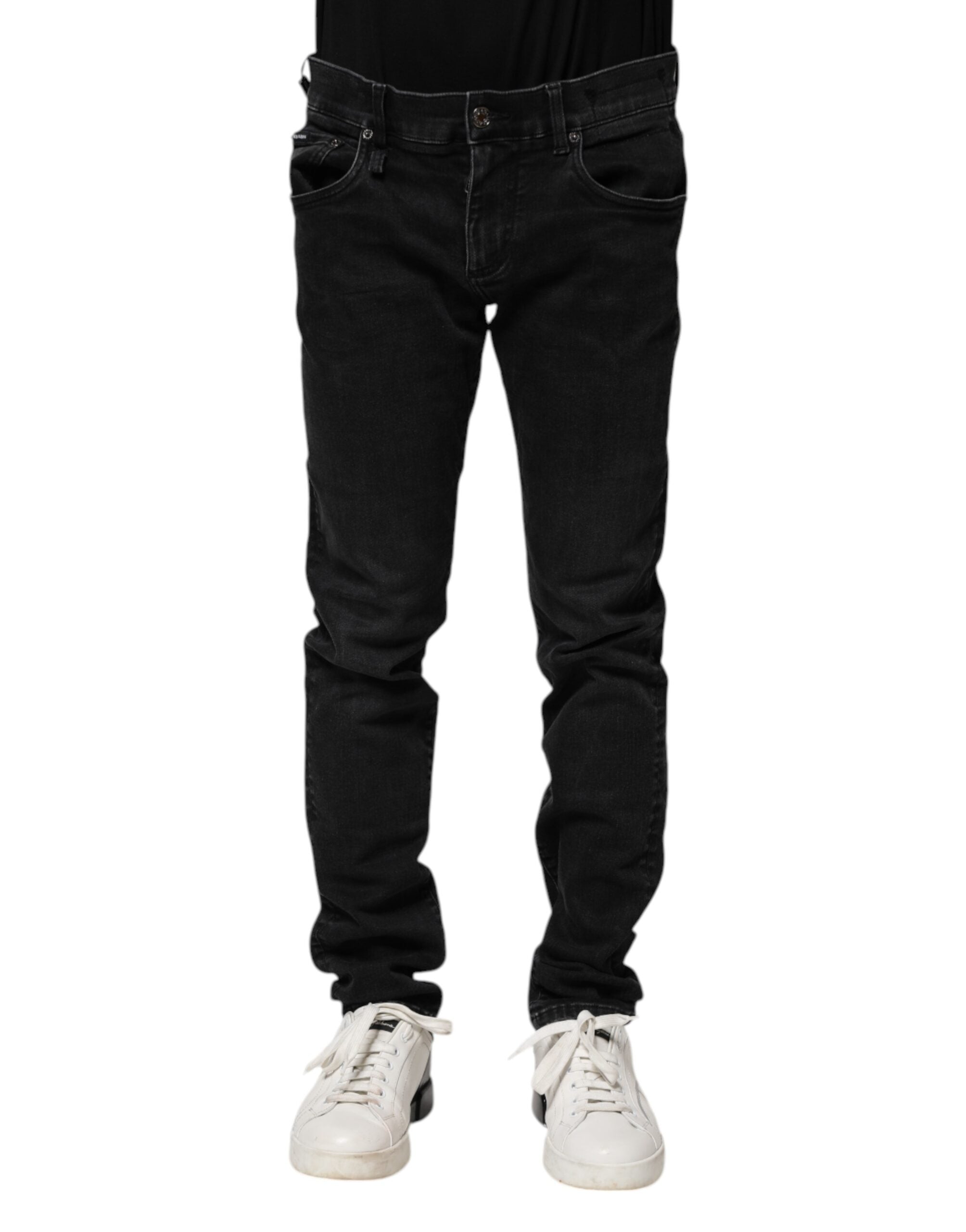 Dolce & Gabbana Black Cotton Skinny Men's Denim Jeans-2
