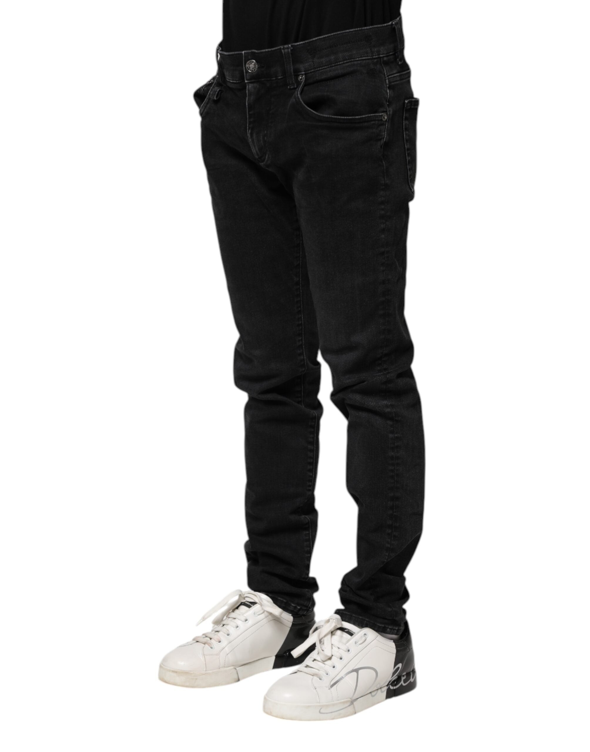 Dolce & Gabbana Black Cotton Skinny Men's Denim Jeans-3