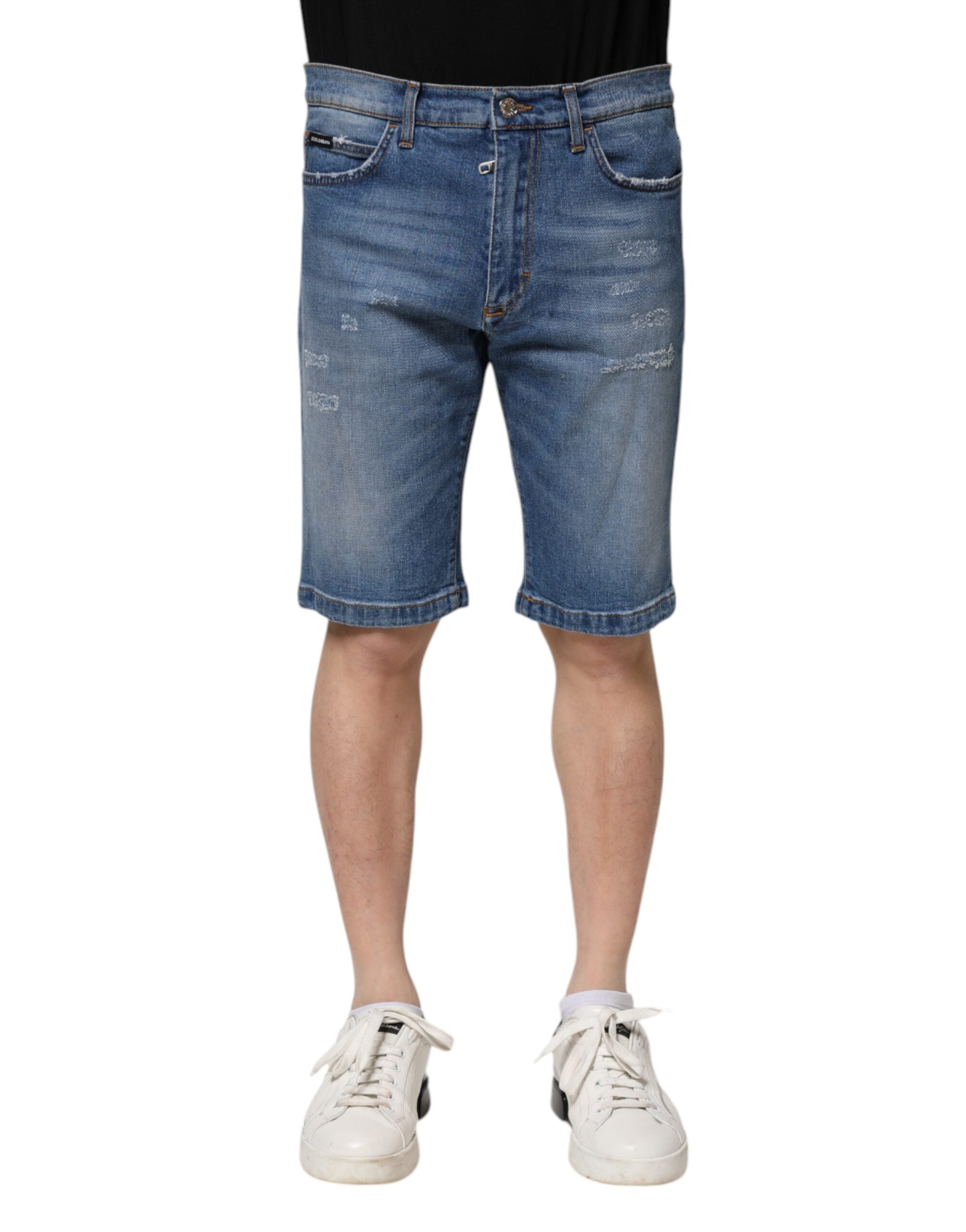Dolce & Gabbana Blaue Baumwolle Stretch Herren Denim Bermuda Shorts-1