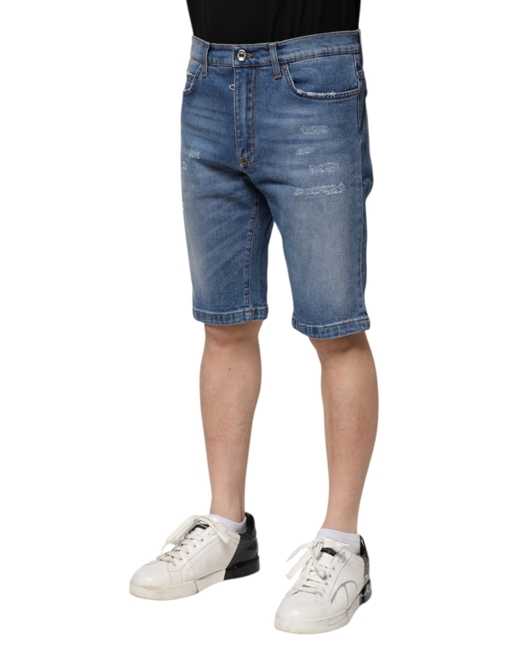 Dolce & Gabbana Blaue Baumwolle Stretch Herren Denim Bermuda Shorts-3