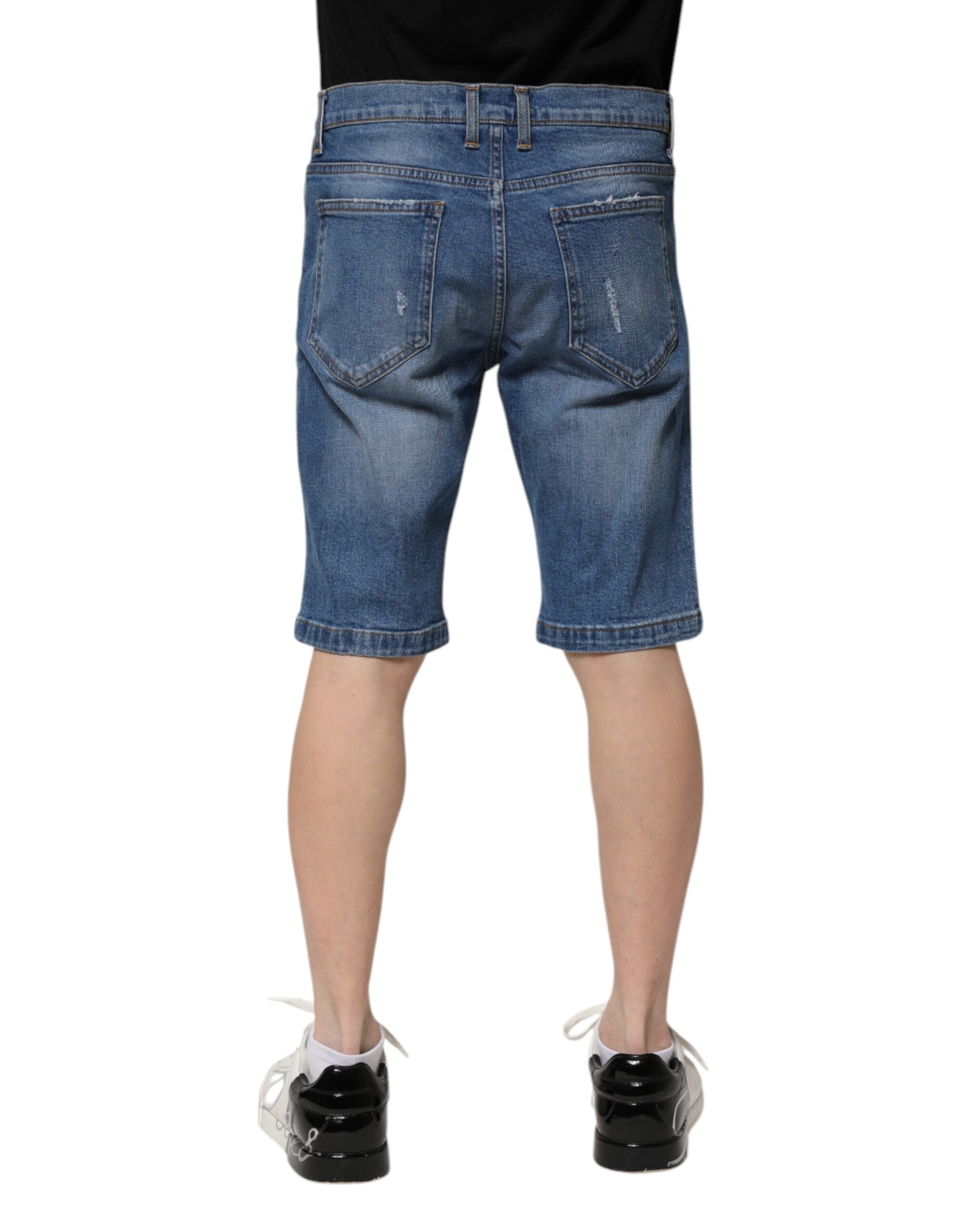 Dolce & Gabbana Blaue Baumwolle Stretch Herren Denim Bermuda Shorts-4