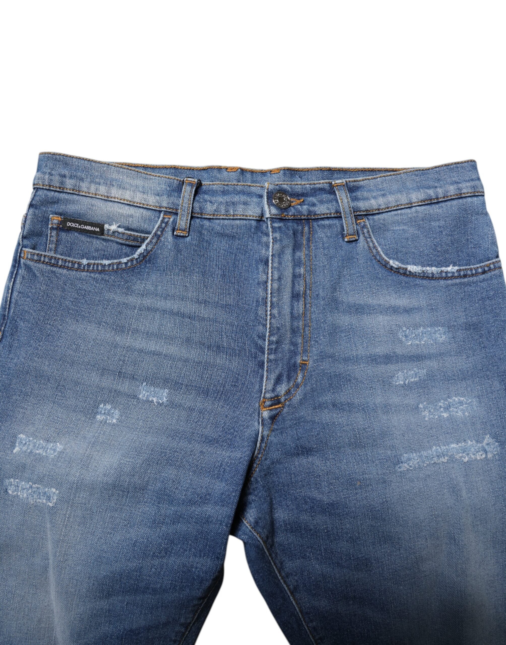 Dolce & Gabbana Blaue Baumwolle Stretch Herren Denim Bermuda Shorts-5