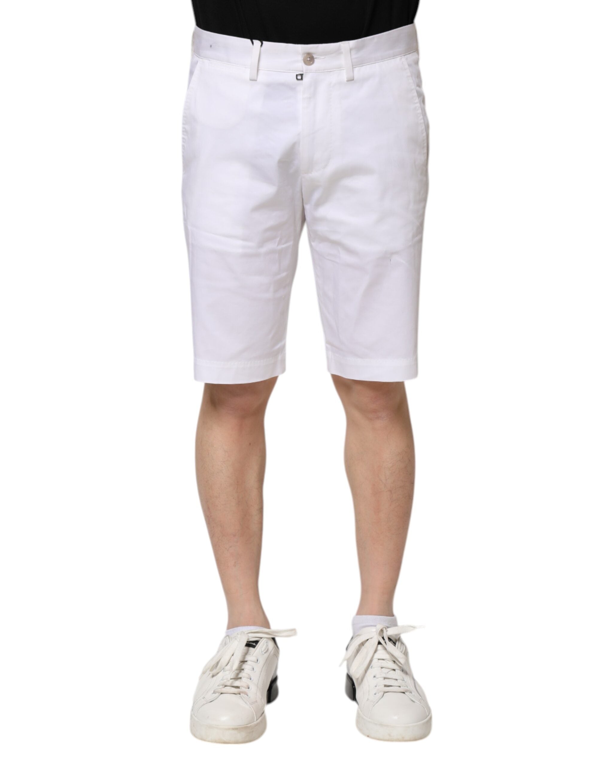 Dolce & Gabbana White Cotton Stretch Men's Denim Bermuda Shorts-1