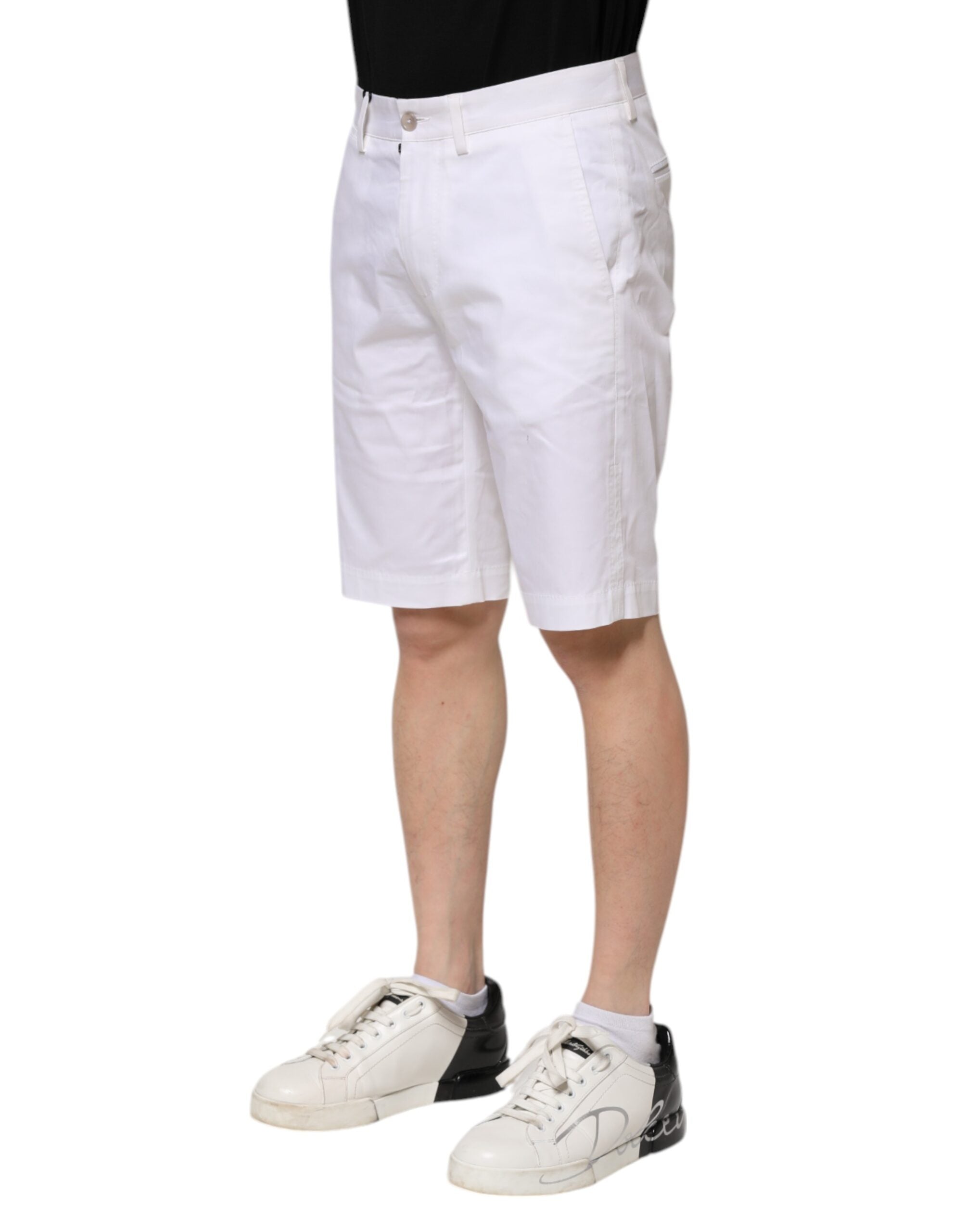 Dolce & Gabbana White Cotton Stretch Men's Denim Bermuda Shorts-3
