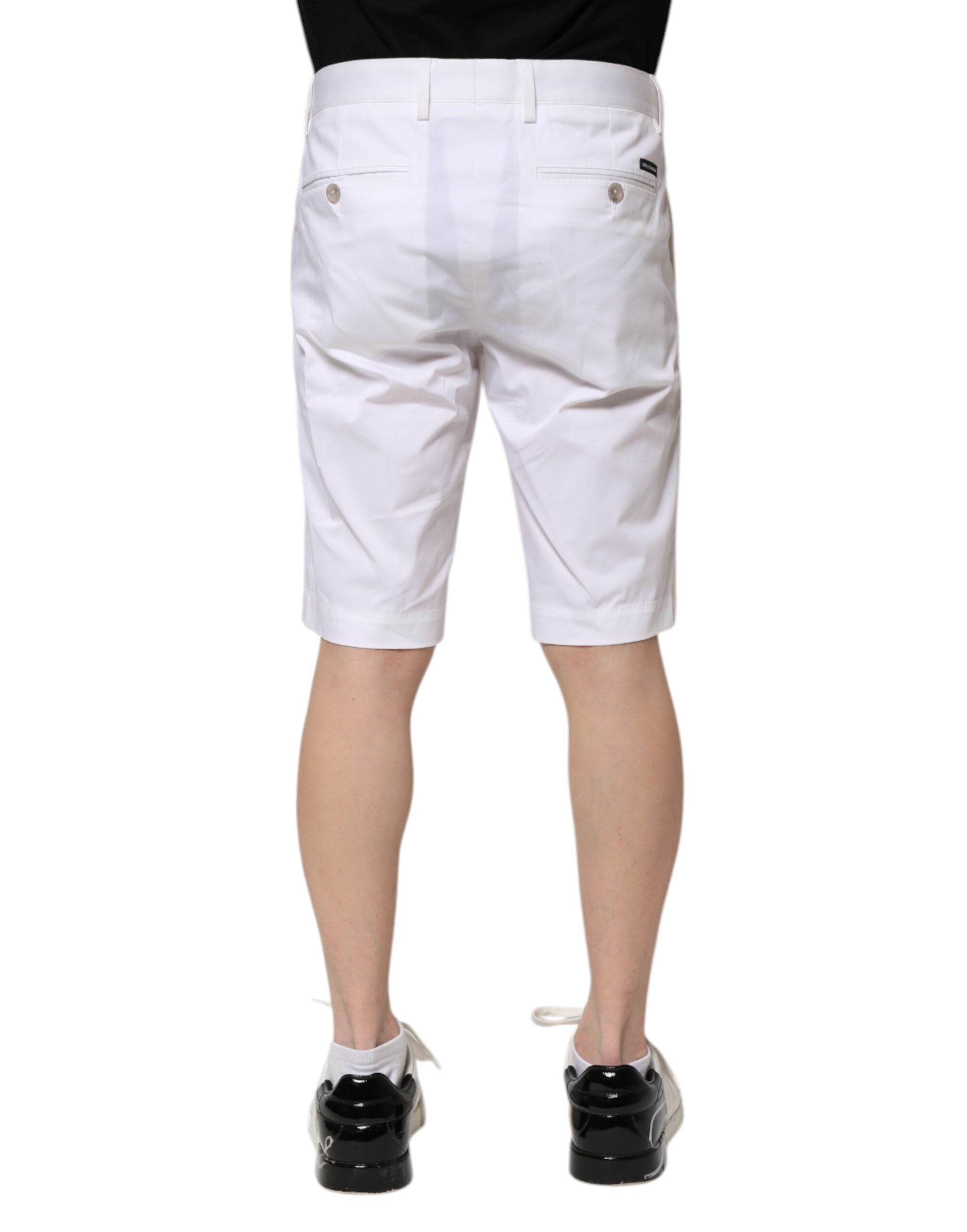 Dolce & Gabbana White Cotton Stretch Men's Denim Bermuda Shorts-4