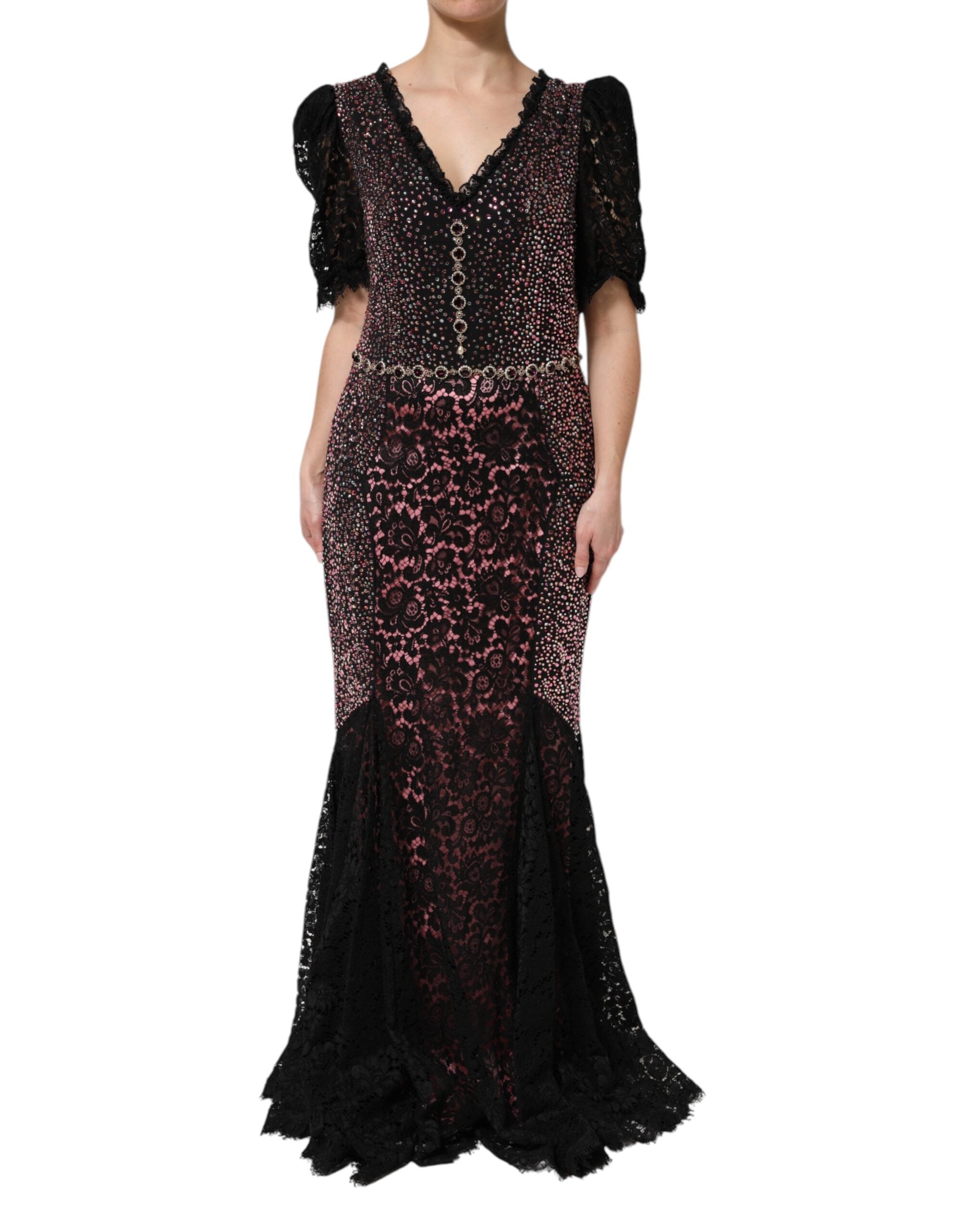 Vestido de sirena con adornos multicolor de Dolce & Gabbana-4