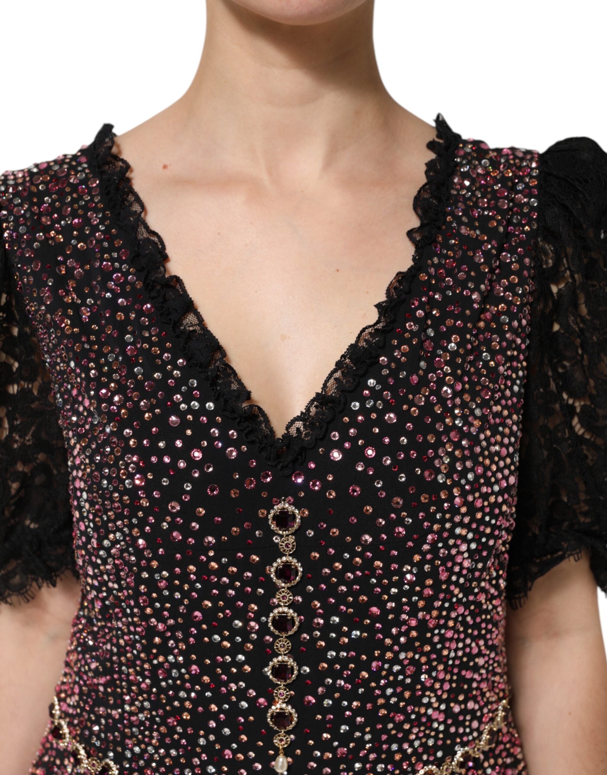 Vestido de sirena con adornos multicolor de Dolce & Gabbana-5