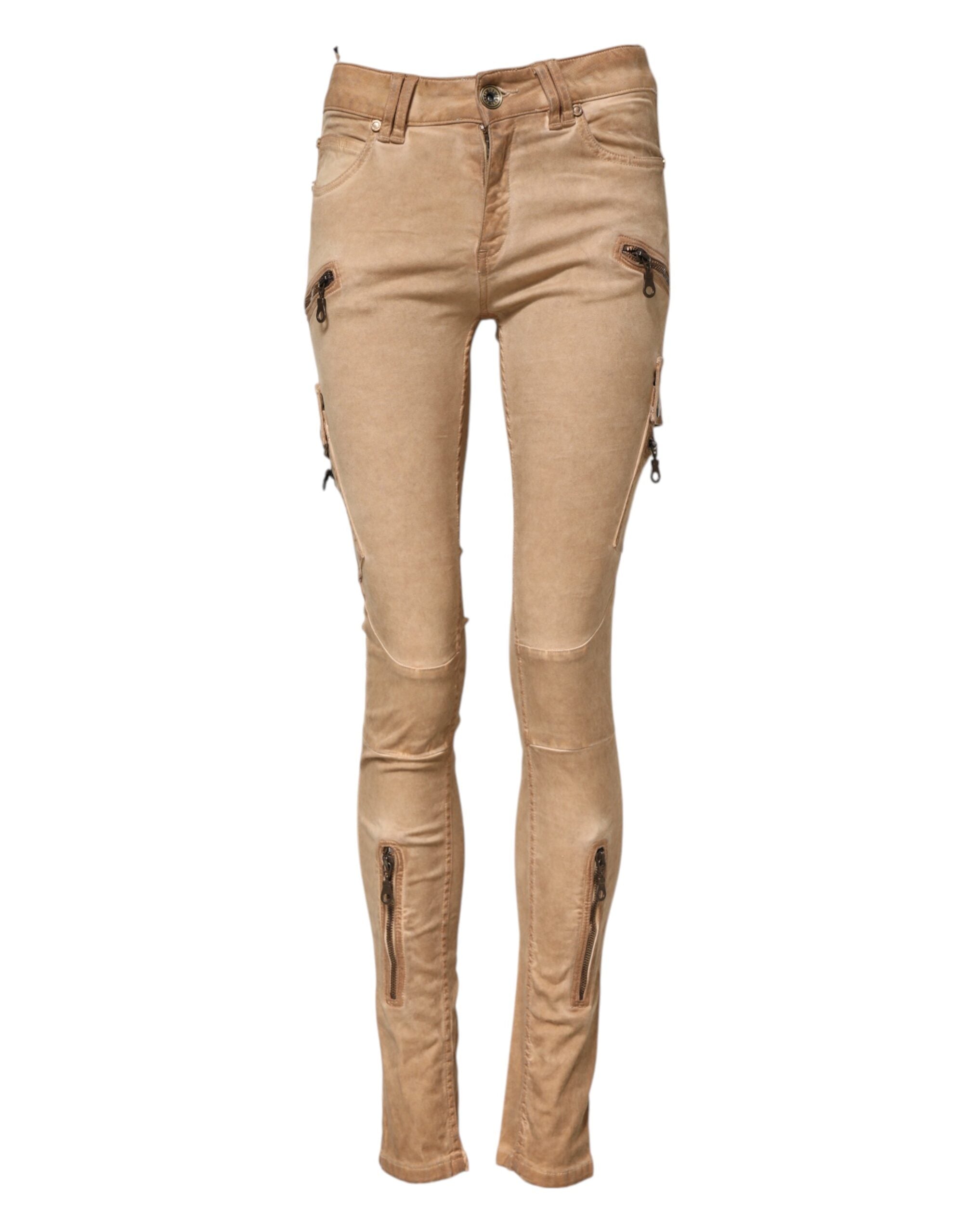 PLEIN SUD Braune Skinny Denim-Jeans aus Baumwolle mit mittlerer Taille-2