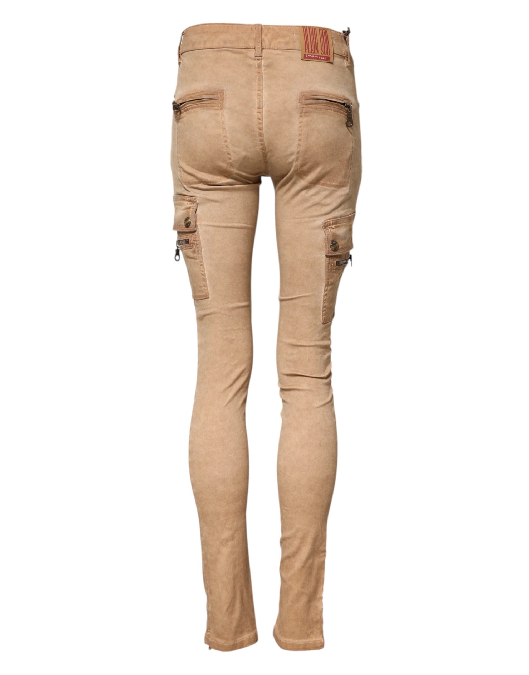 PLEIN SUD Braune Skinny Denim-Jeans aus Baumwolle mit mittlerer Taille-3