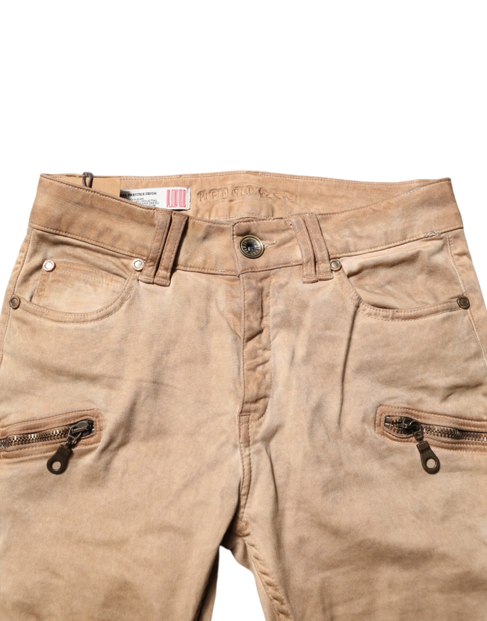 PLEIN SUD Braune Skinny Denim-Jeans aus Baumwolle mit mittlerer Taille-4
