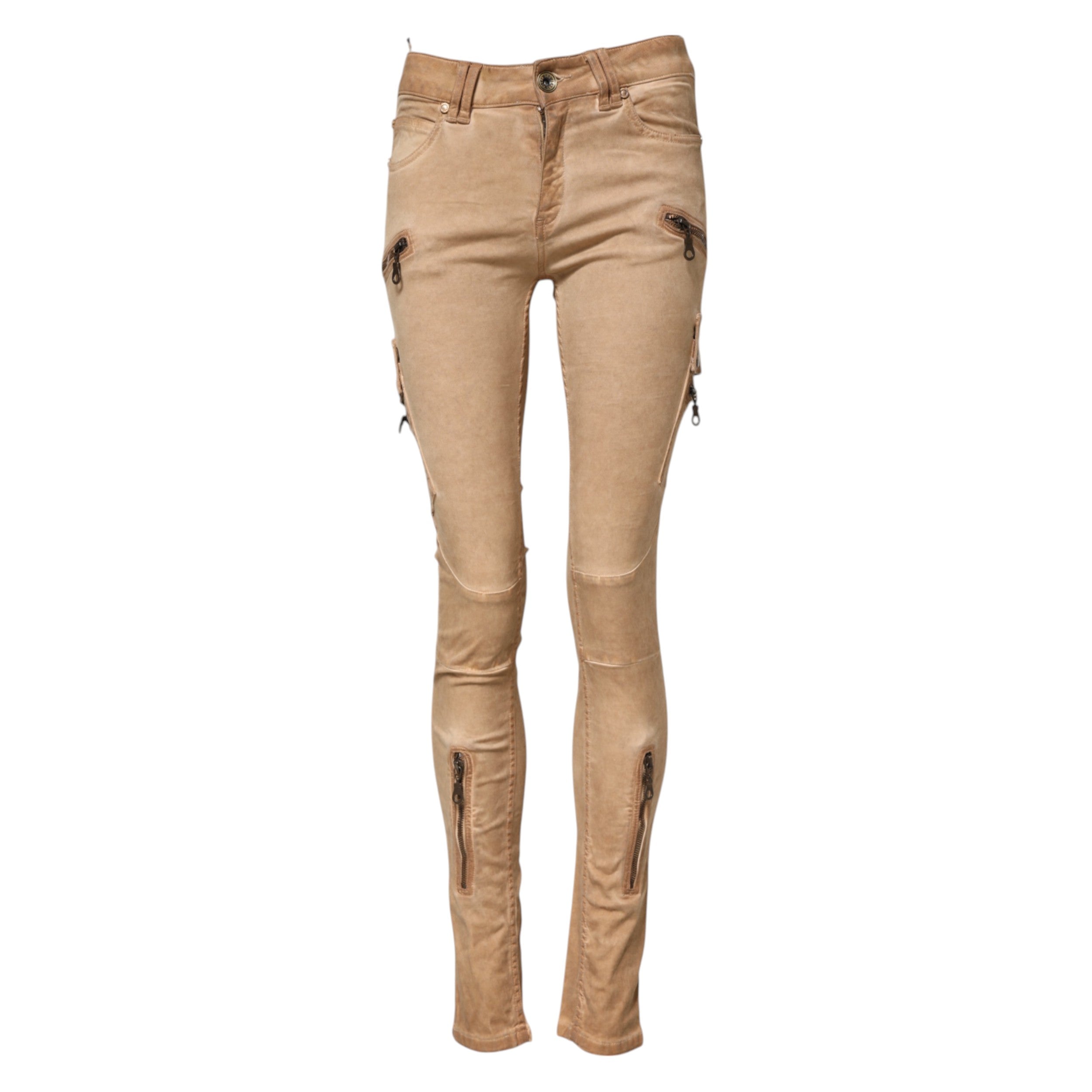 PLEIN SUD Braune Skinny Denim-Jeans aus Baumwolle mit mittlerer Taille-5
