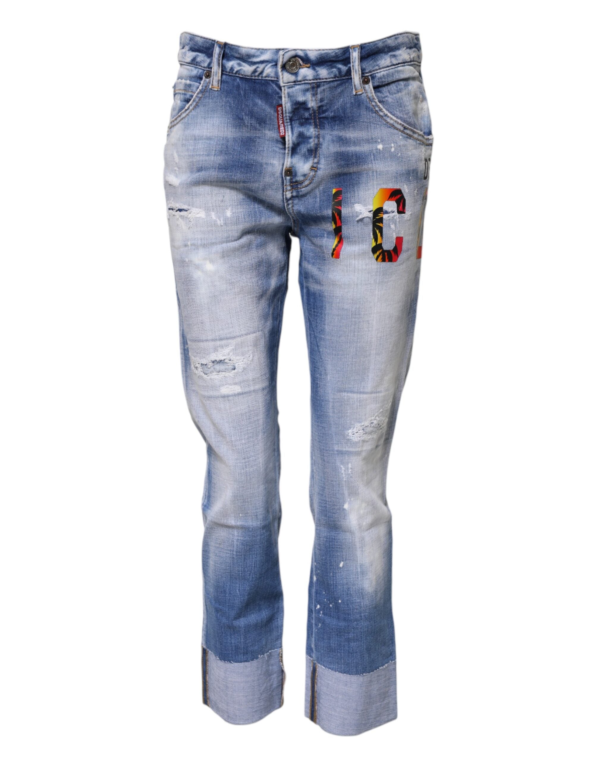 Dsquared² Blue skinny denim jeans in washed cotton with a mid-waisted cut